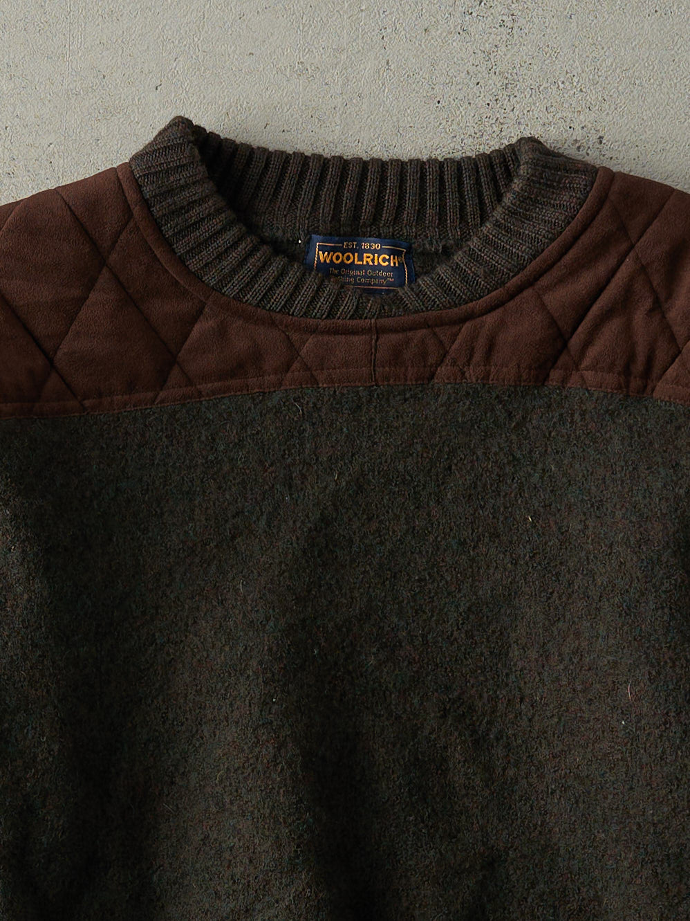 Vintage 80s Green and Brown Woolrich Knit Pullover (XS)