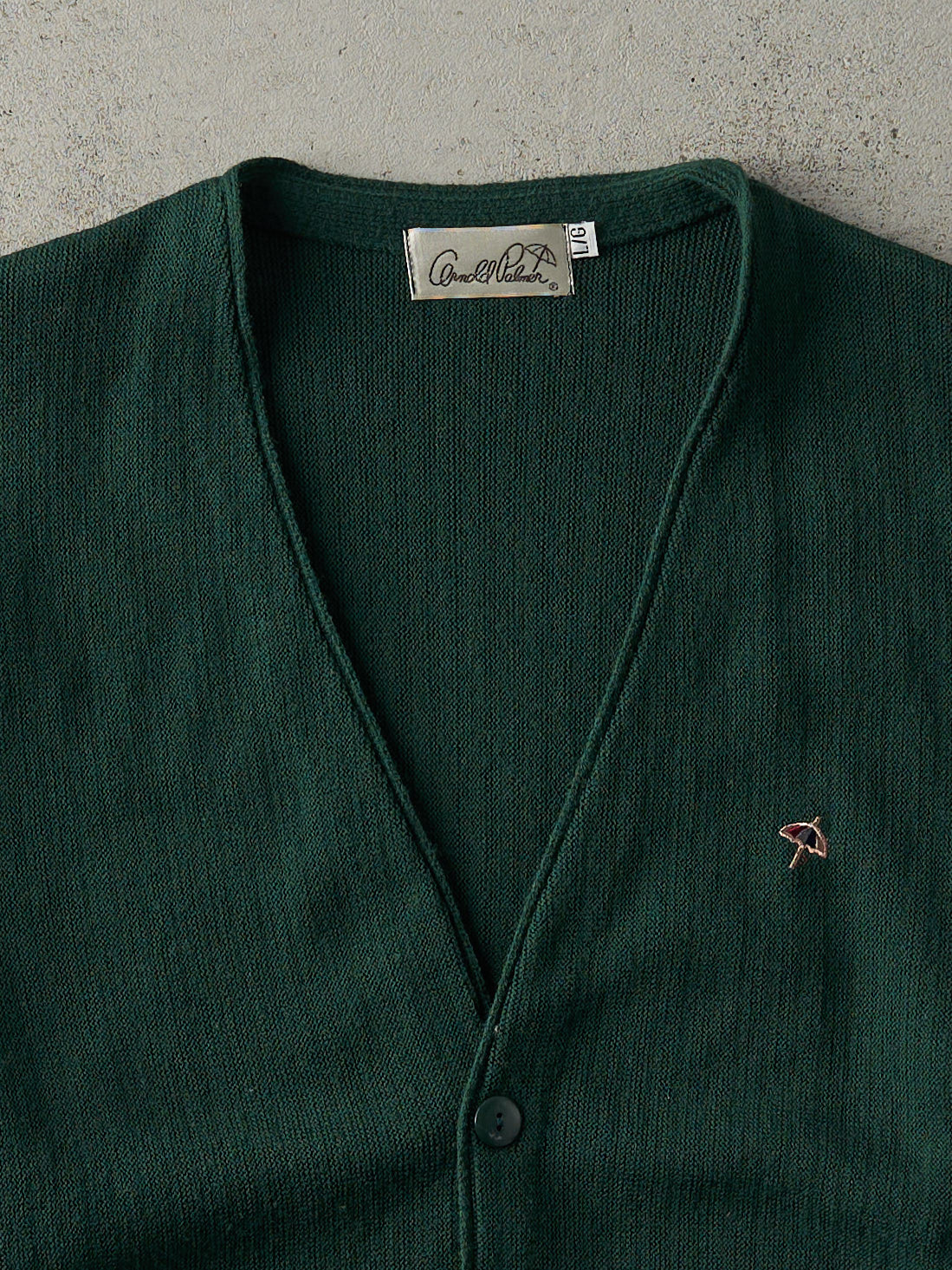 Vintage 80s Forest Green Arnold Palmer Knit Cardigan (L)