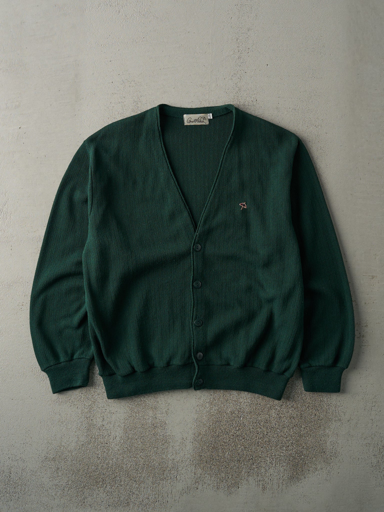 Vintage 80s Forest Green Arnold Palmer Knit Cardigan (L)