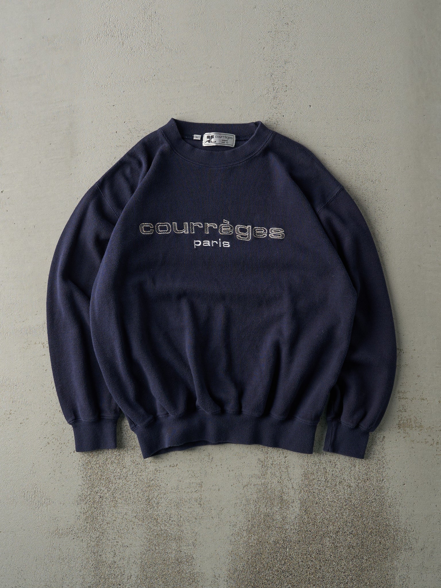 Vintage 90s Navy Blue Knit Crewneck (M)