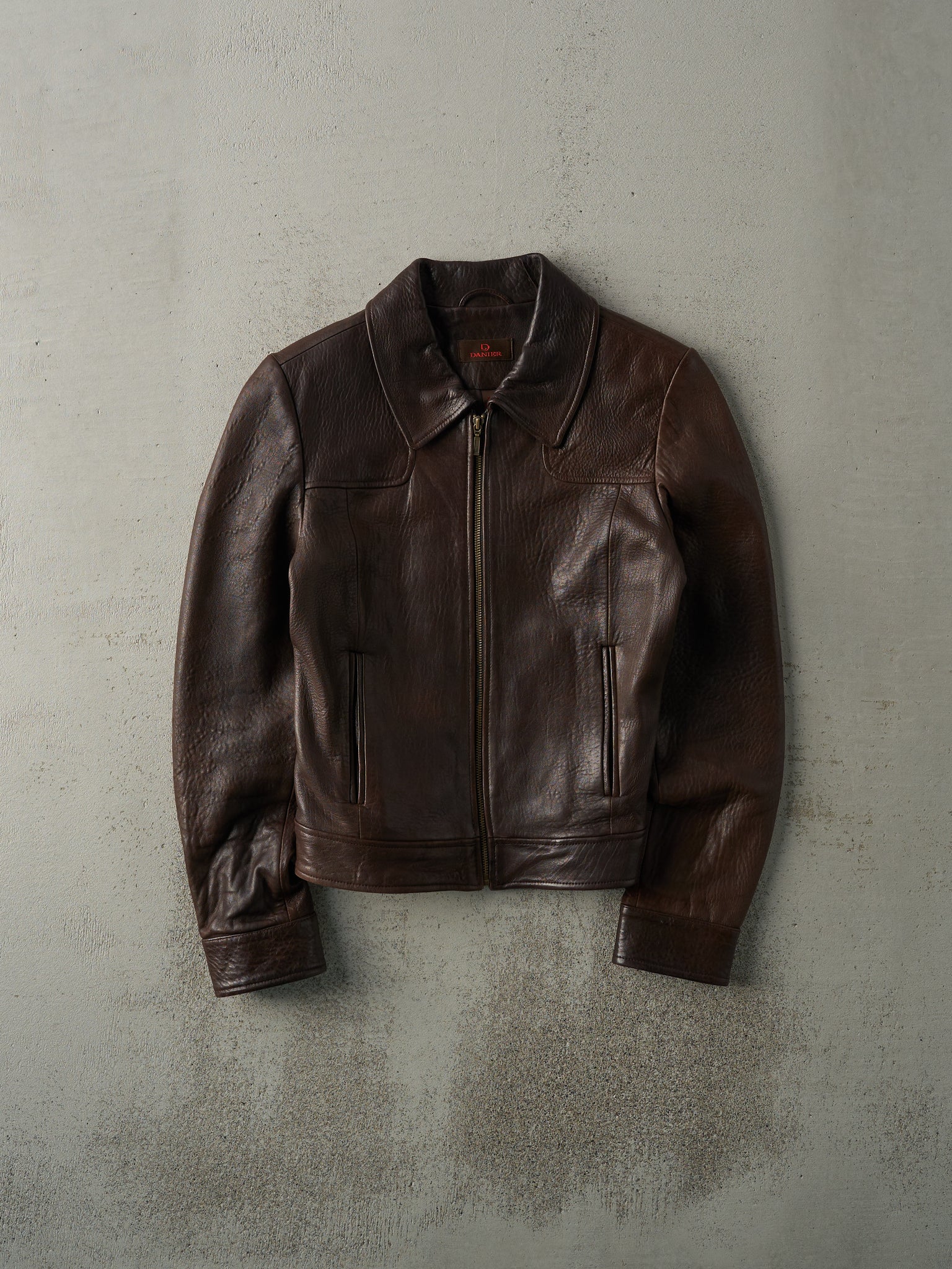 Vintage Y2K Brown Danier Soft Cropped Leather Jacket (XS)