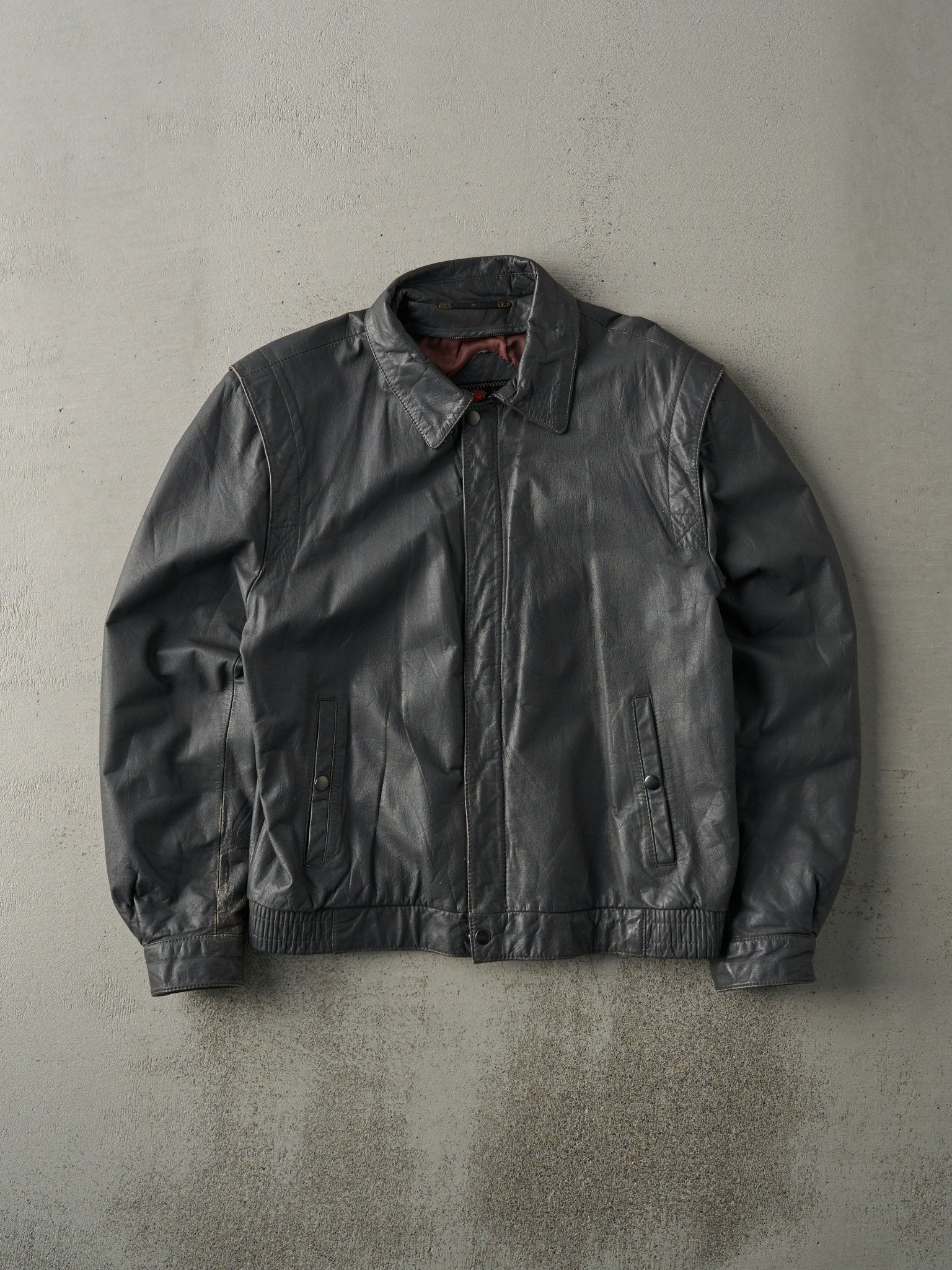 Vintage 80s Grey Reed Sportswear Leather Jacket (M)