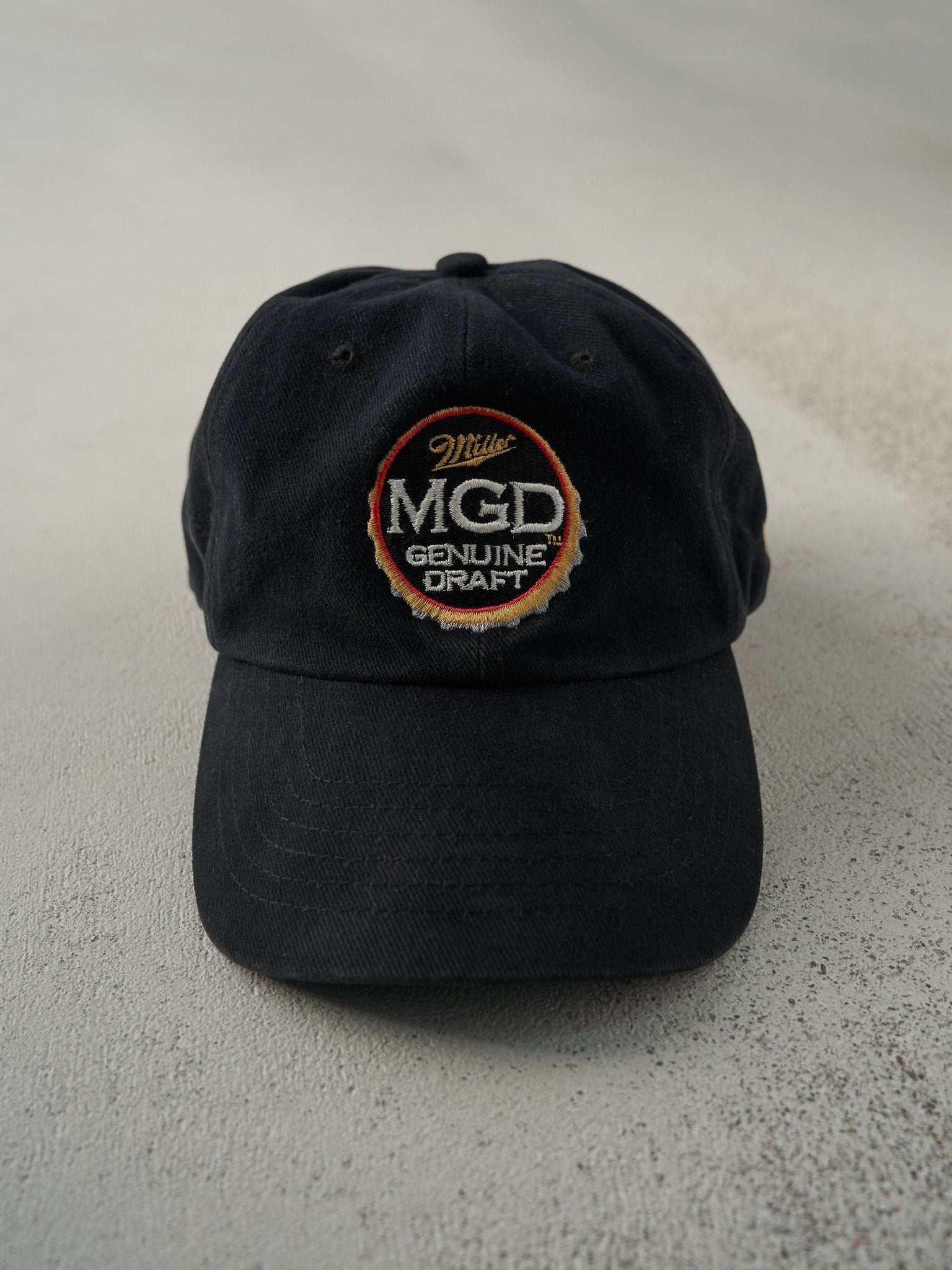 Vintage 90s Black Miller Genuine Draft Embroidered Strapback Hat