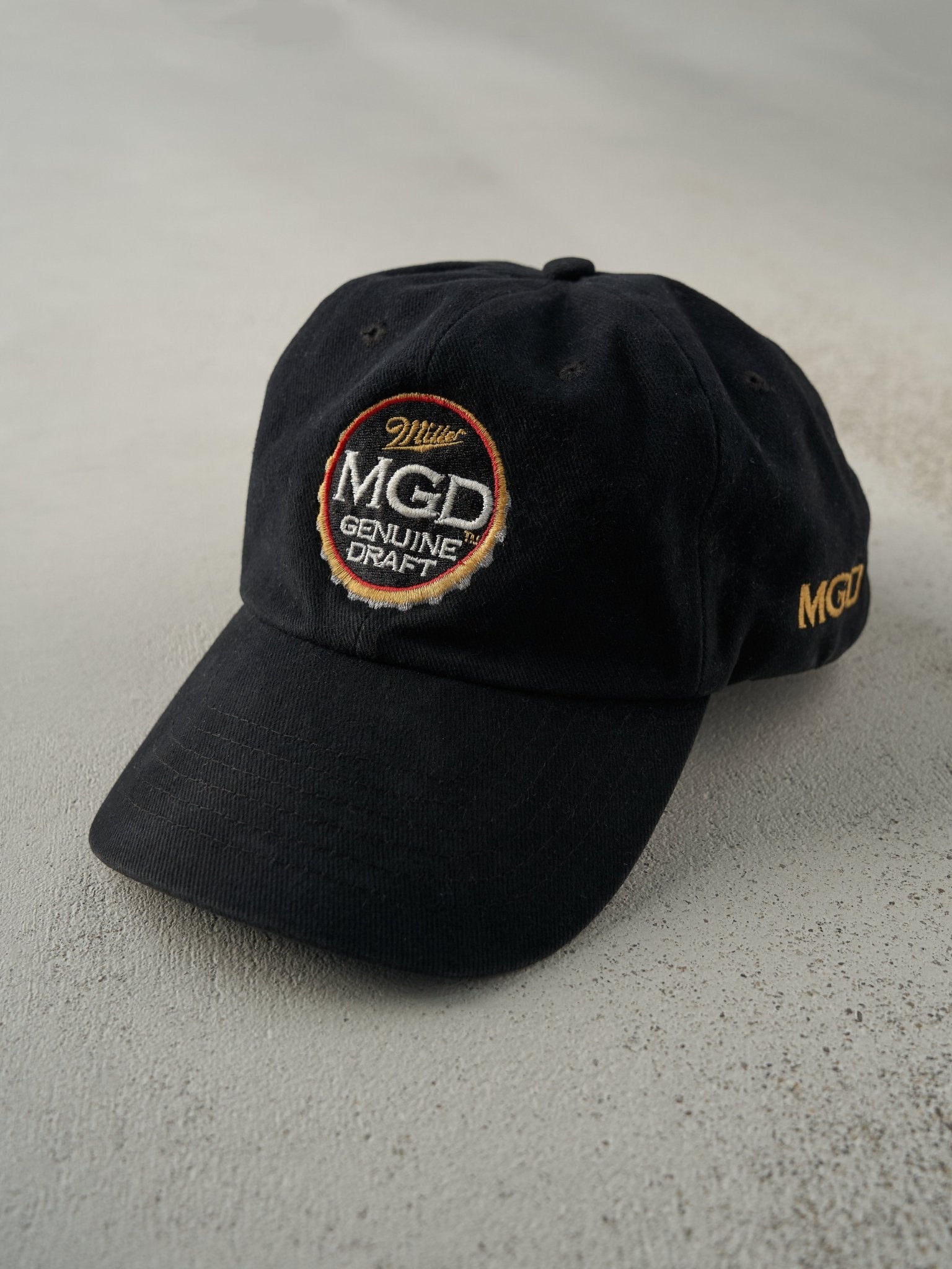 Vintage 90s Black Miller Genuine Draft Embroidered Strapback Hat
