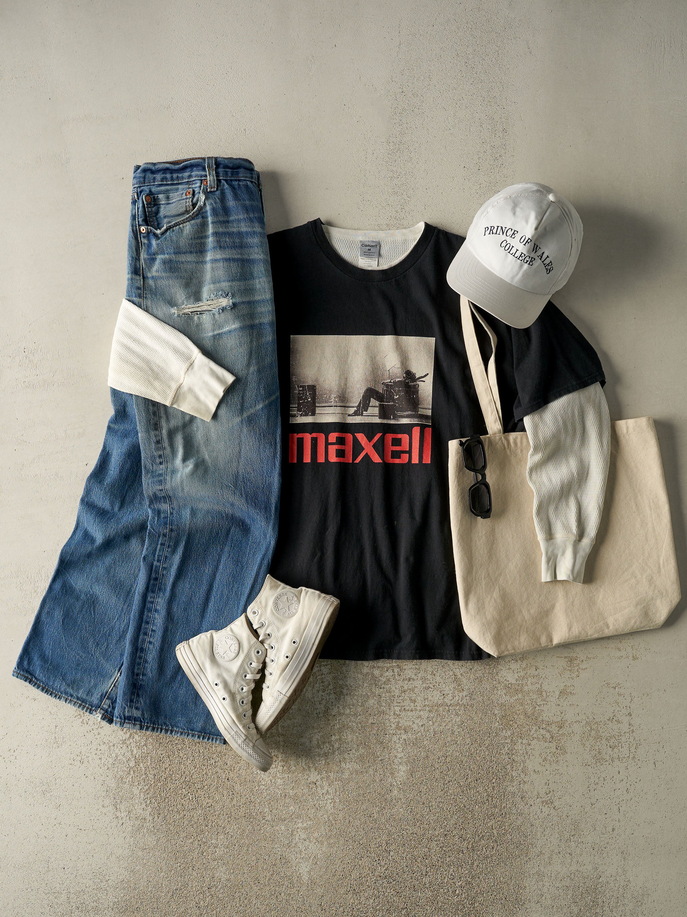 Vintage 90s Black Maxell Logo Tee (XL/XXL)