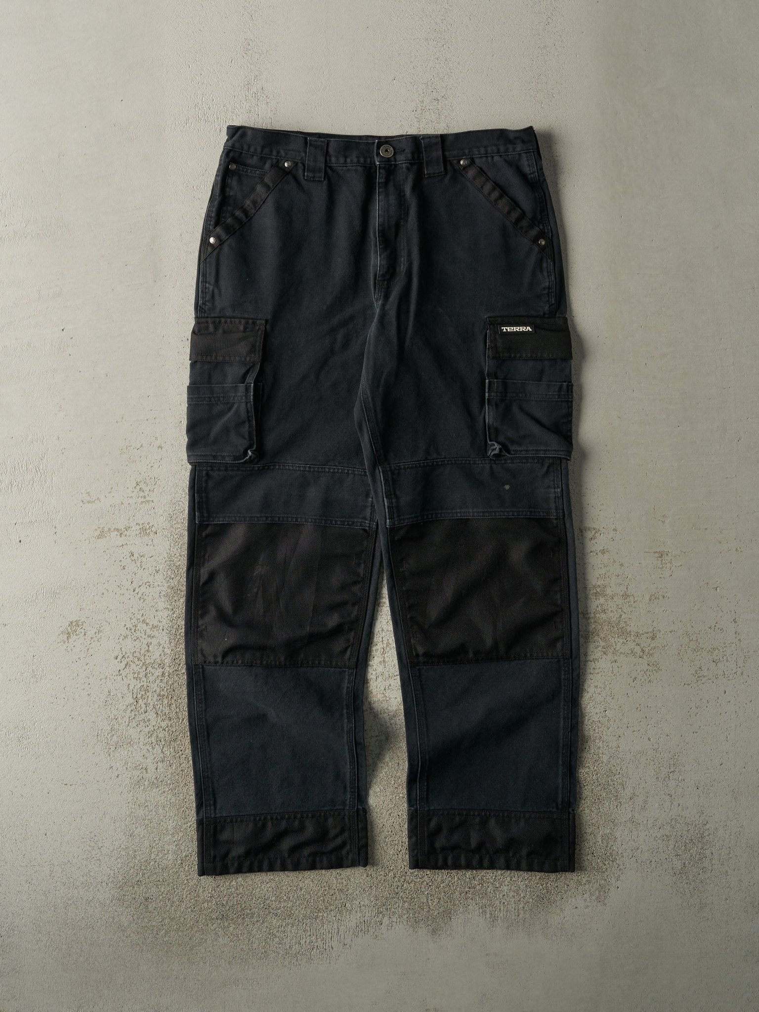 Vintage Y2K Black Terra Double Knee Cargo Work Pants (36x31)