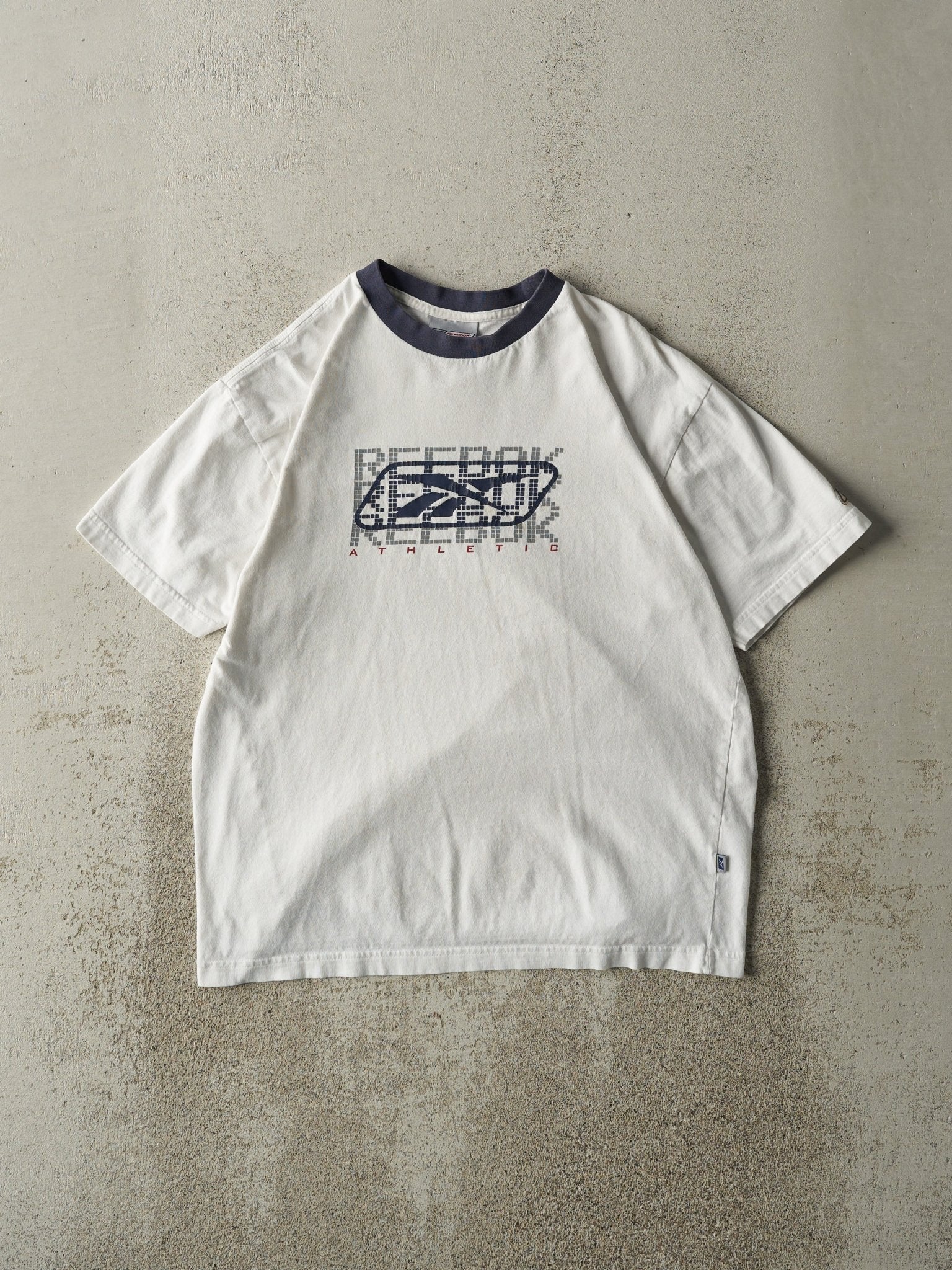 Vintage Y2K White & Navy Reebok Athletic Tee (M)