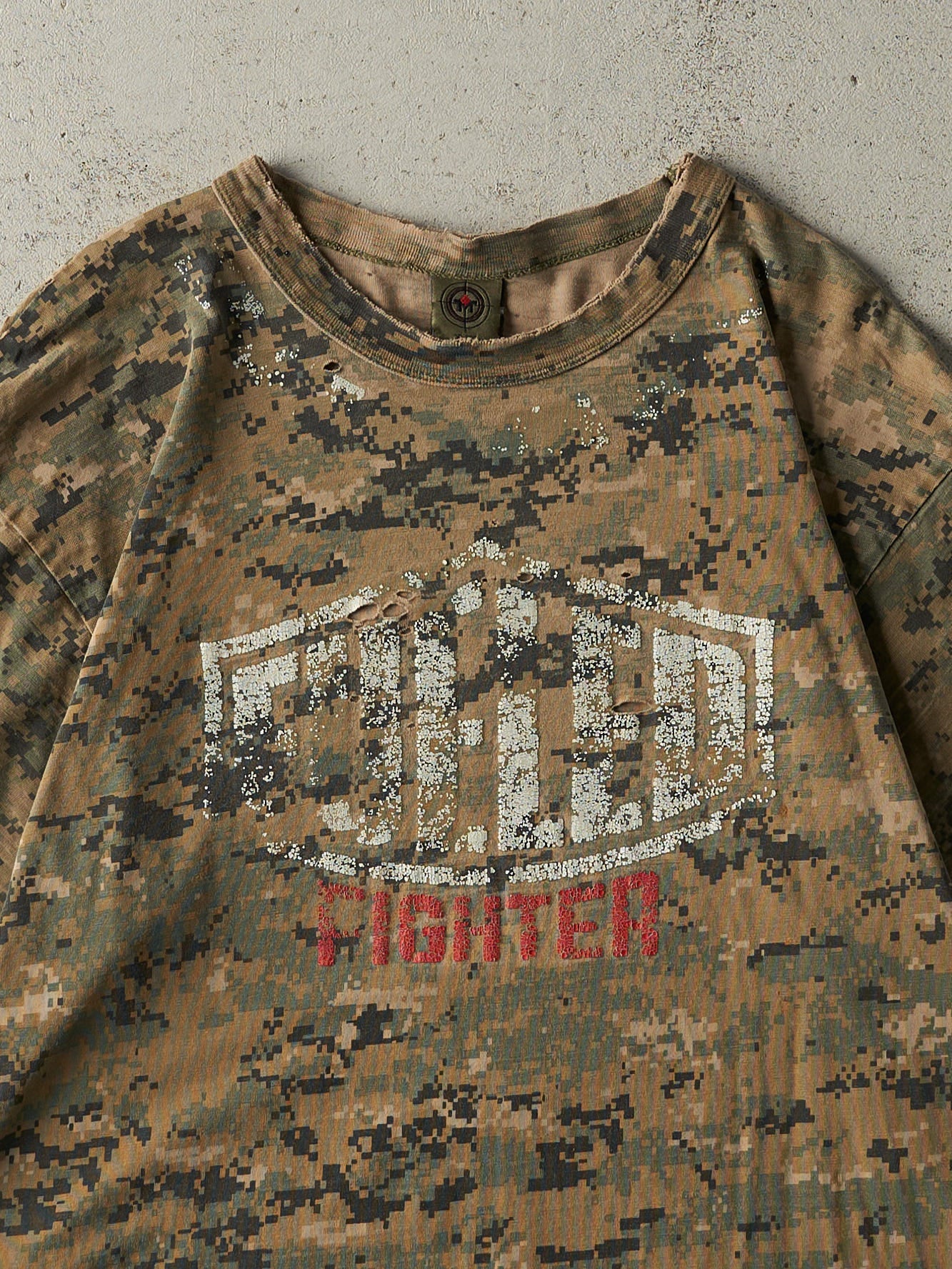 Vintage Y2K Digi Camo Fueled Fighter Tee (M)