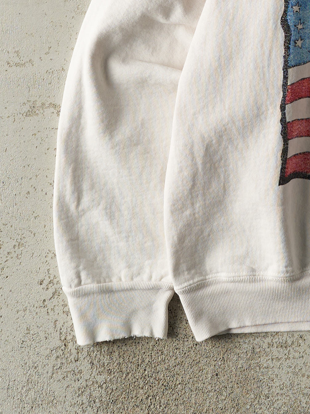 Vintage 90s White USA Flag Crewneck (L)