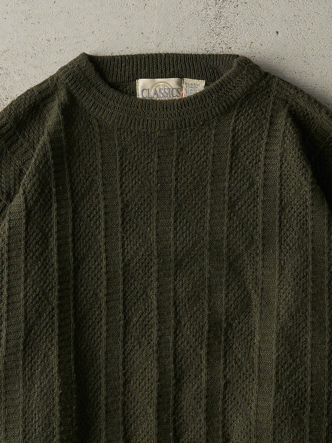 Vintage 90s Green Patterned Knit Pullover (L)
