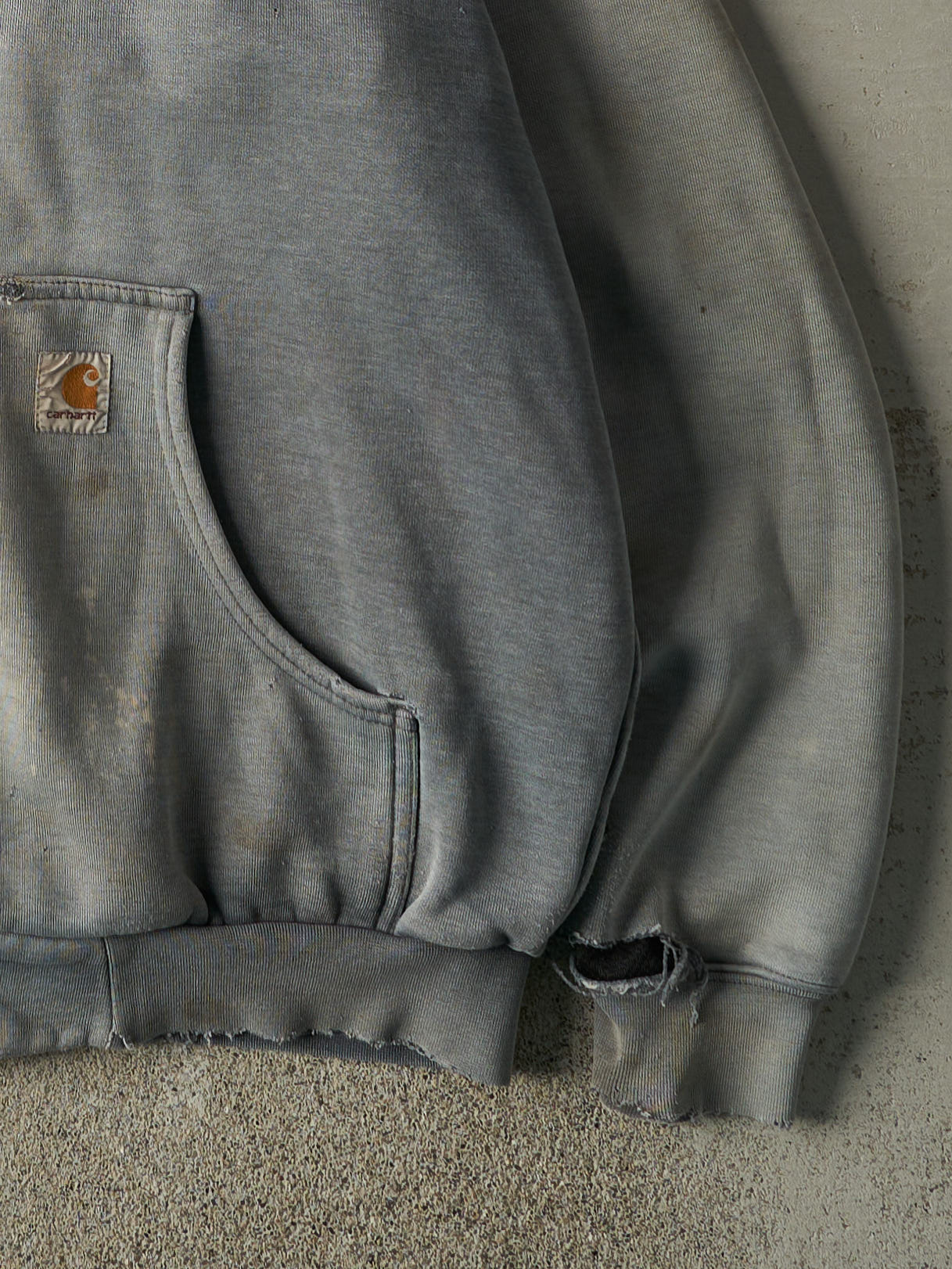Vintage Y2K Sun Faded Grey Carhartt Heavyweight Zip Up Hoodie (L/XL)