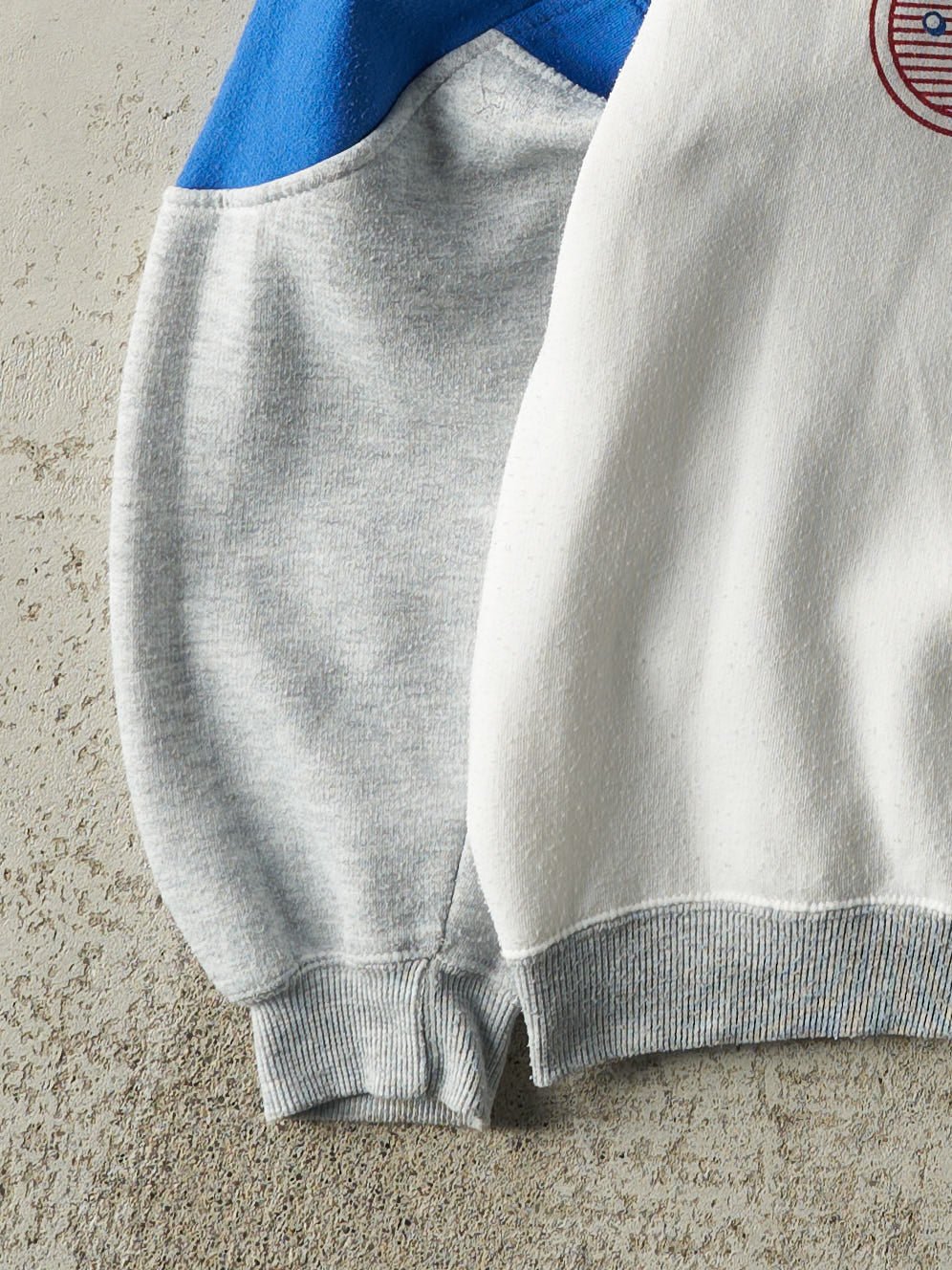 Vintage 90s Blue, Grey & White Ojai Ski Quarter Button Crewneck (M)