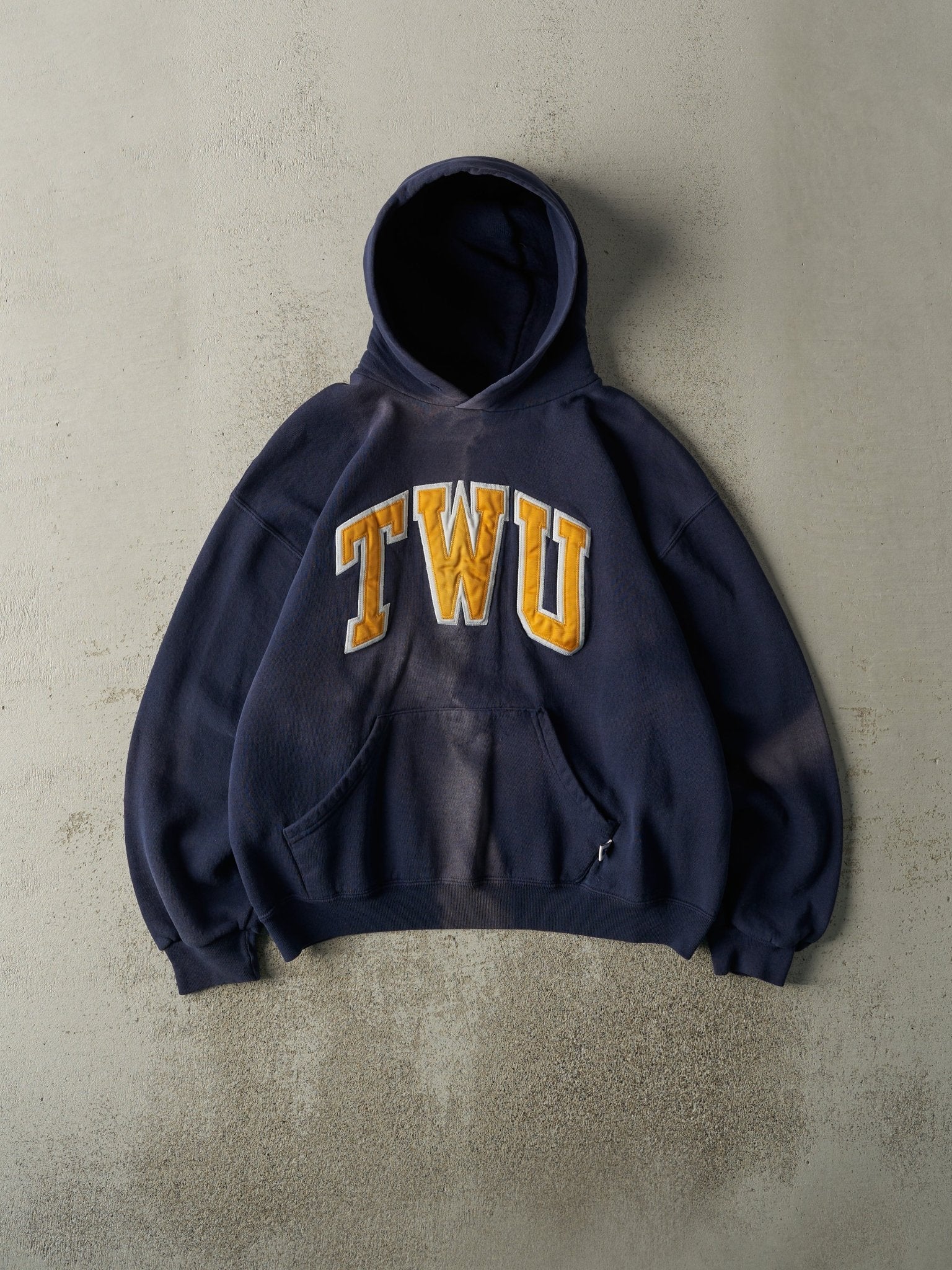 Vintage 90s Navy Blue TWU Russell Athletic Hoodie (L)