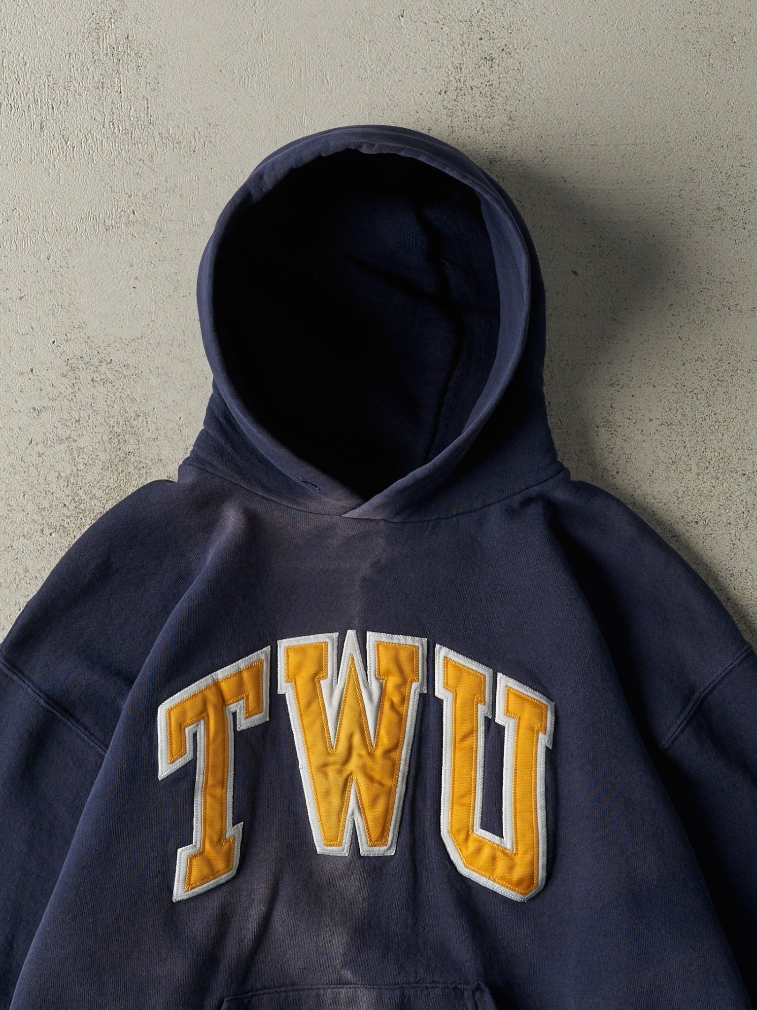 Vintage 90s Navy Blue TWU Russell Athletic Hoodie (L)