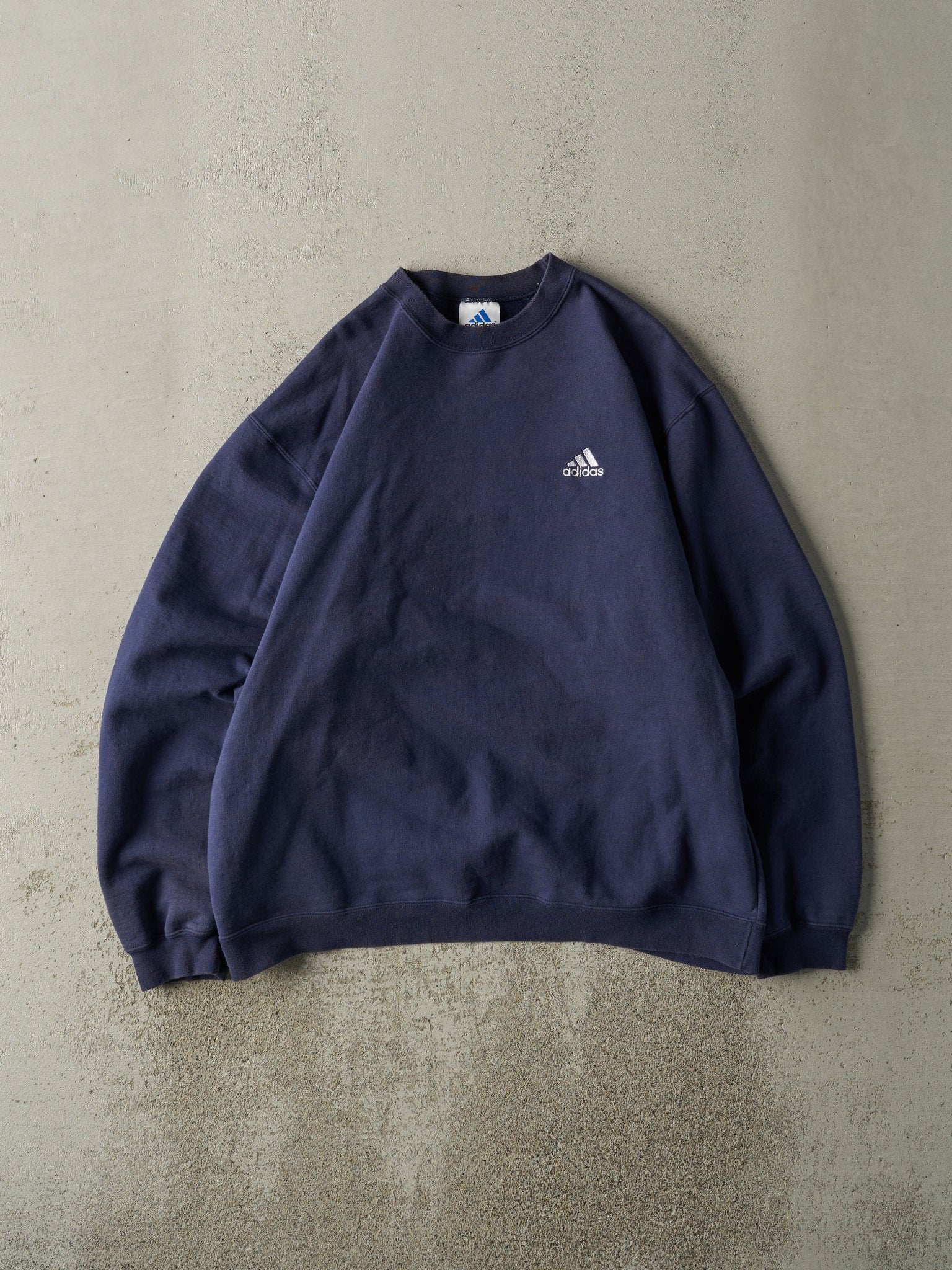 Vintage 90s Navy Blue Embroidered Adidas Crewneck (L)