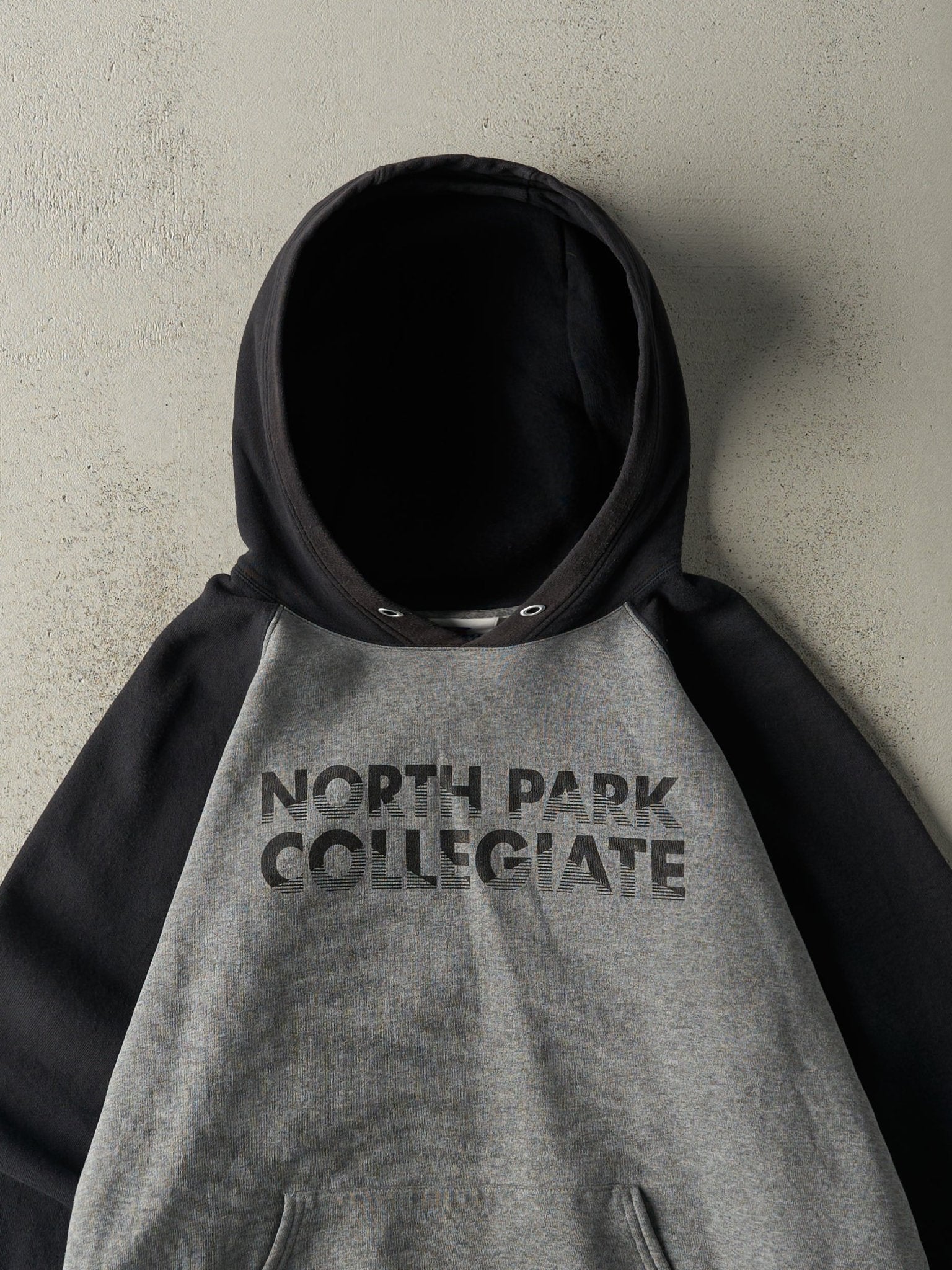 Vintage Y2K Black & Grey North Park Collegiate Russell Athletic Hoodie (L/XL)