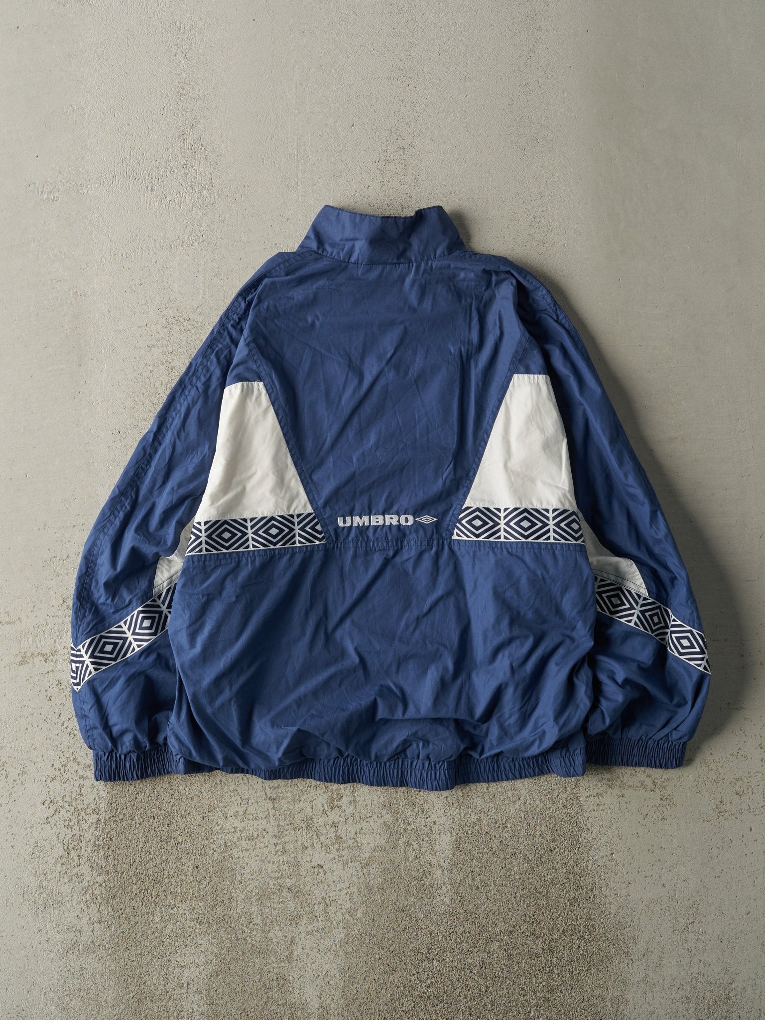 Vintage 90s Navy Blue & White Umbro Windbreaker Track Jacket (L