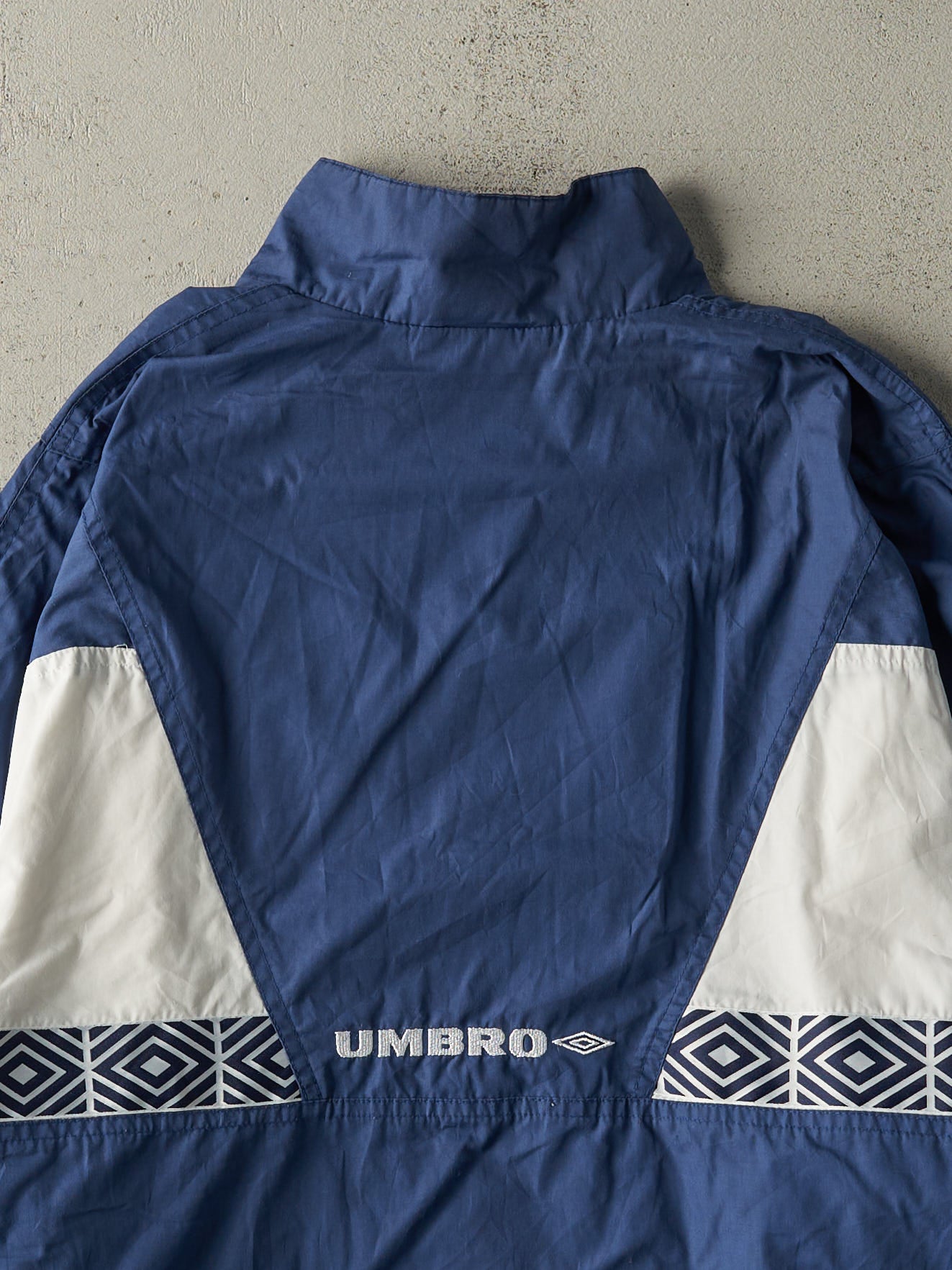 Vintage 90s Navy Blue & White Umbro Windbreaker Track Jacket (L)