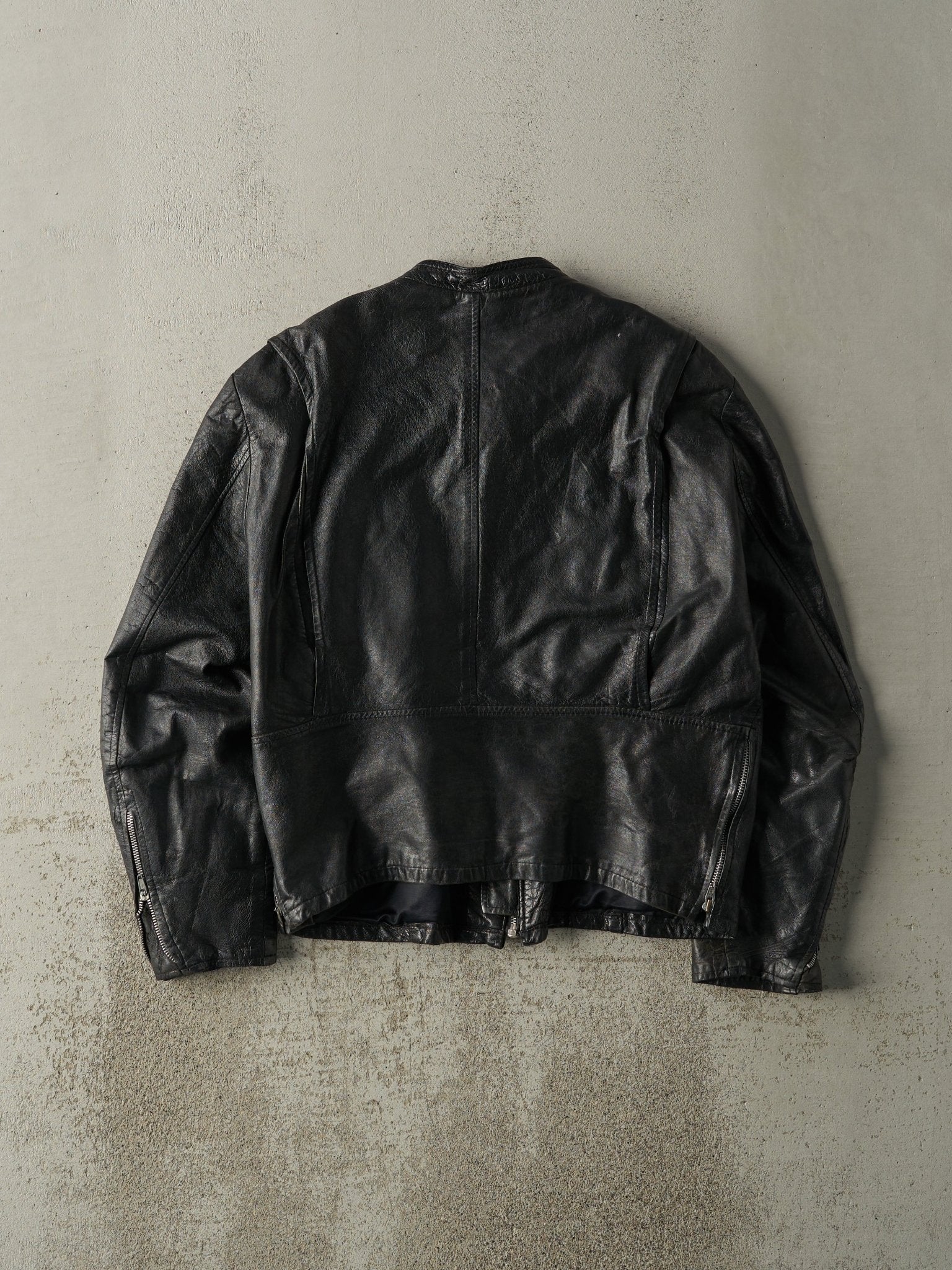 Vintage 80s Black Biker Style Leather Jacket (M)