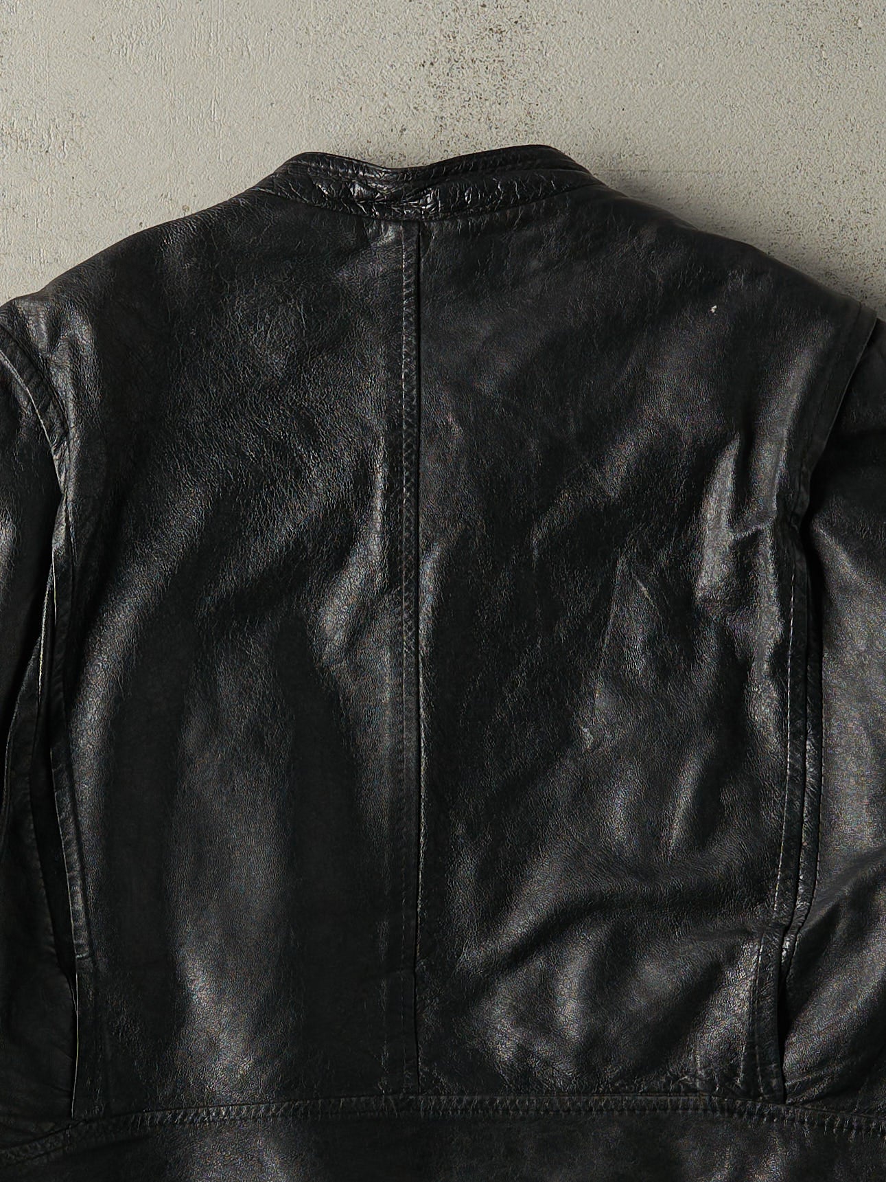 Vintage 80s Black Biker Style Leather Jacket (M)