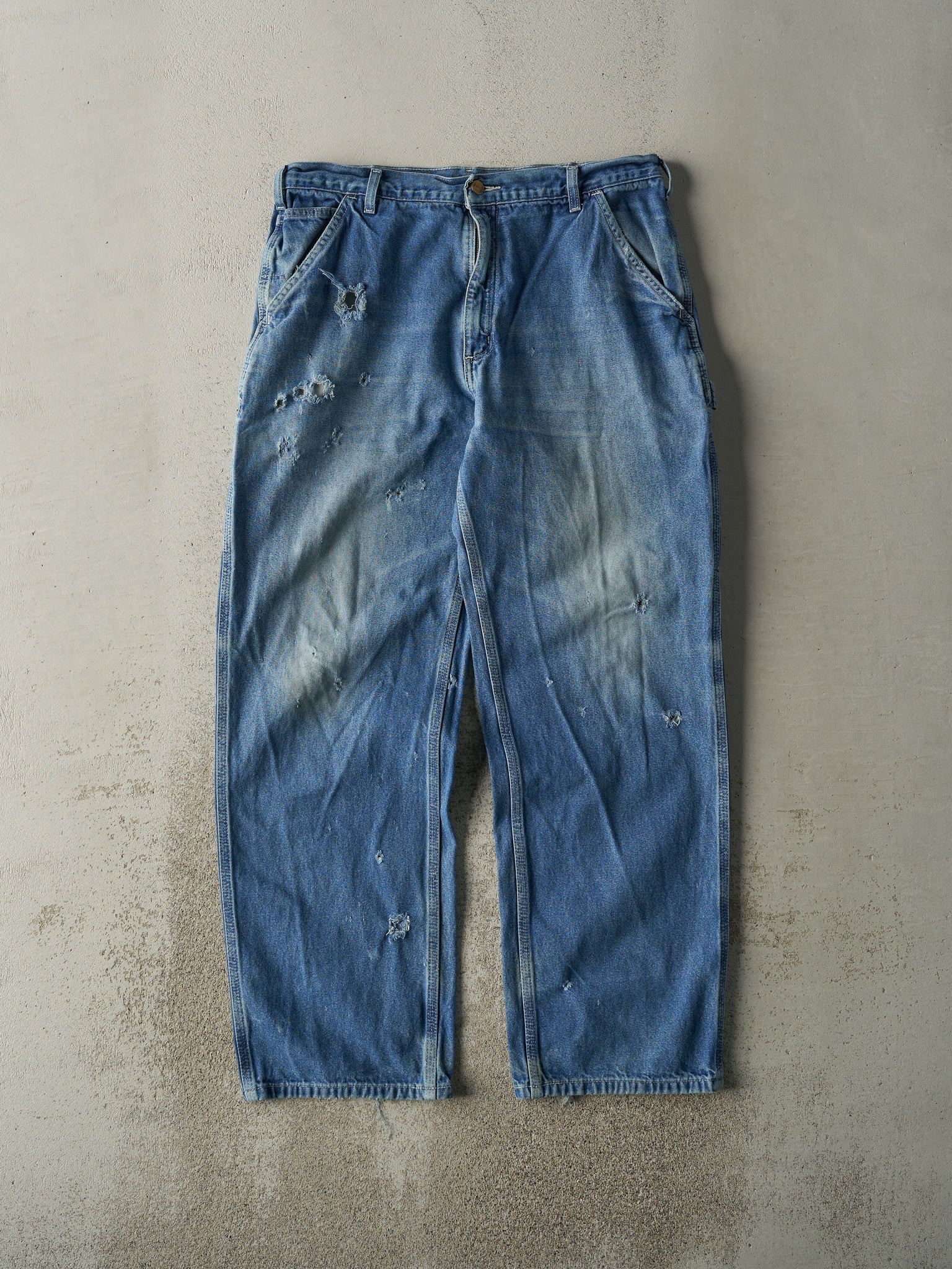 Vintage Y2K Mid Wash Carhartt Dungaree Fit Carpenter Jeans (35.5x31)