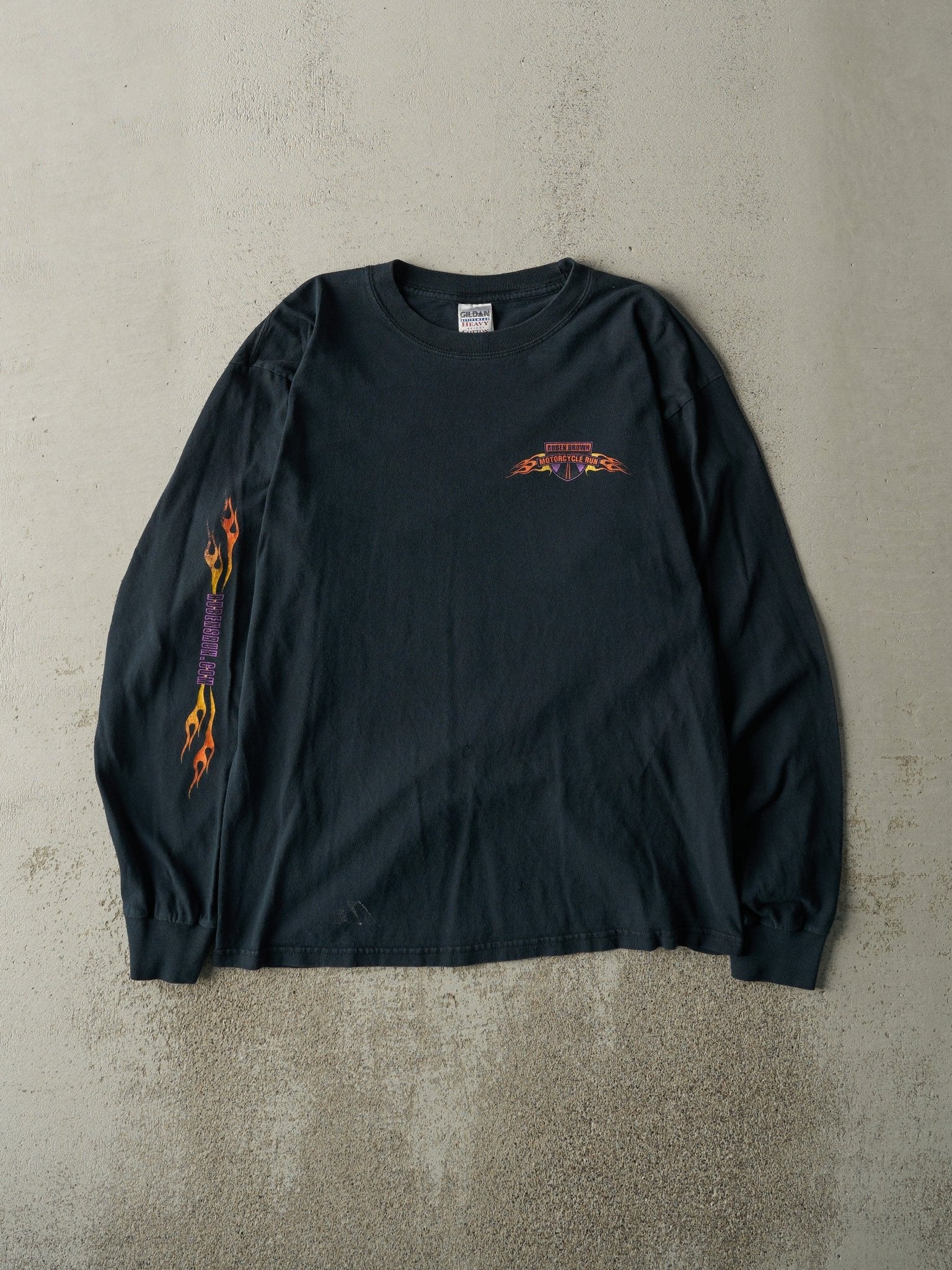 Vintage Y2K Black Ruben Brown Motorcycle Run Long Sleeve (M)