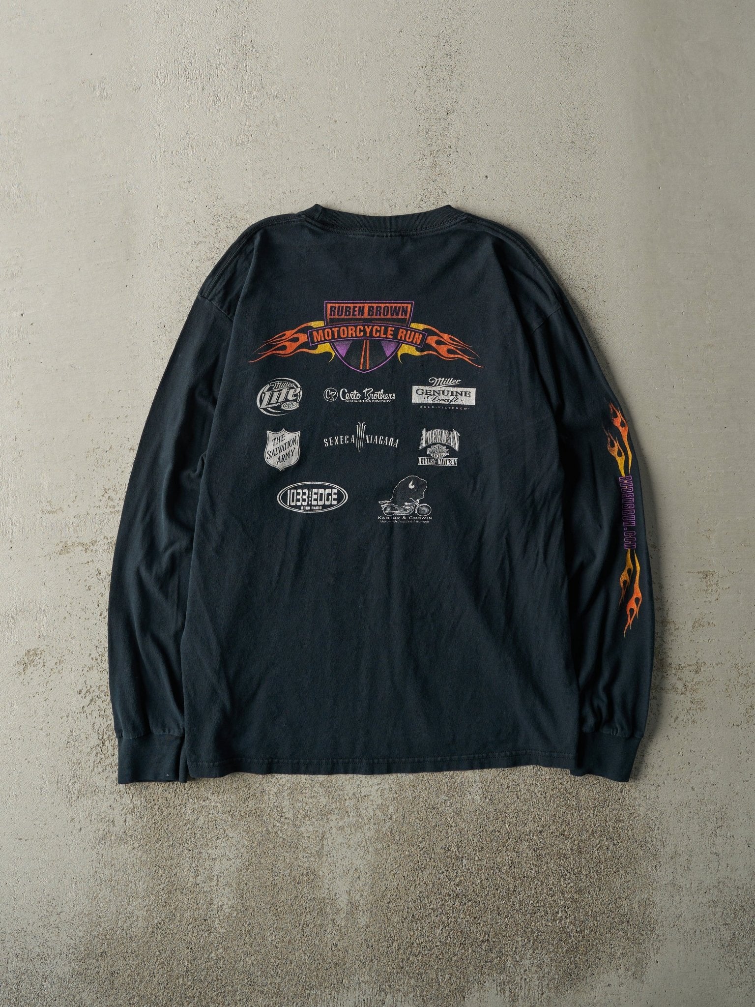 Vintage Y2K Black Ruben Brown Motorcycle Run Long Sleeve (M)