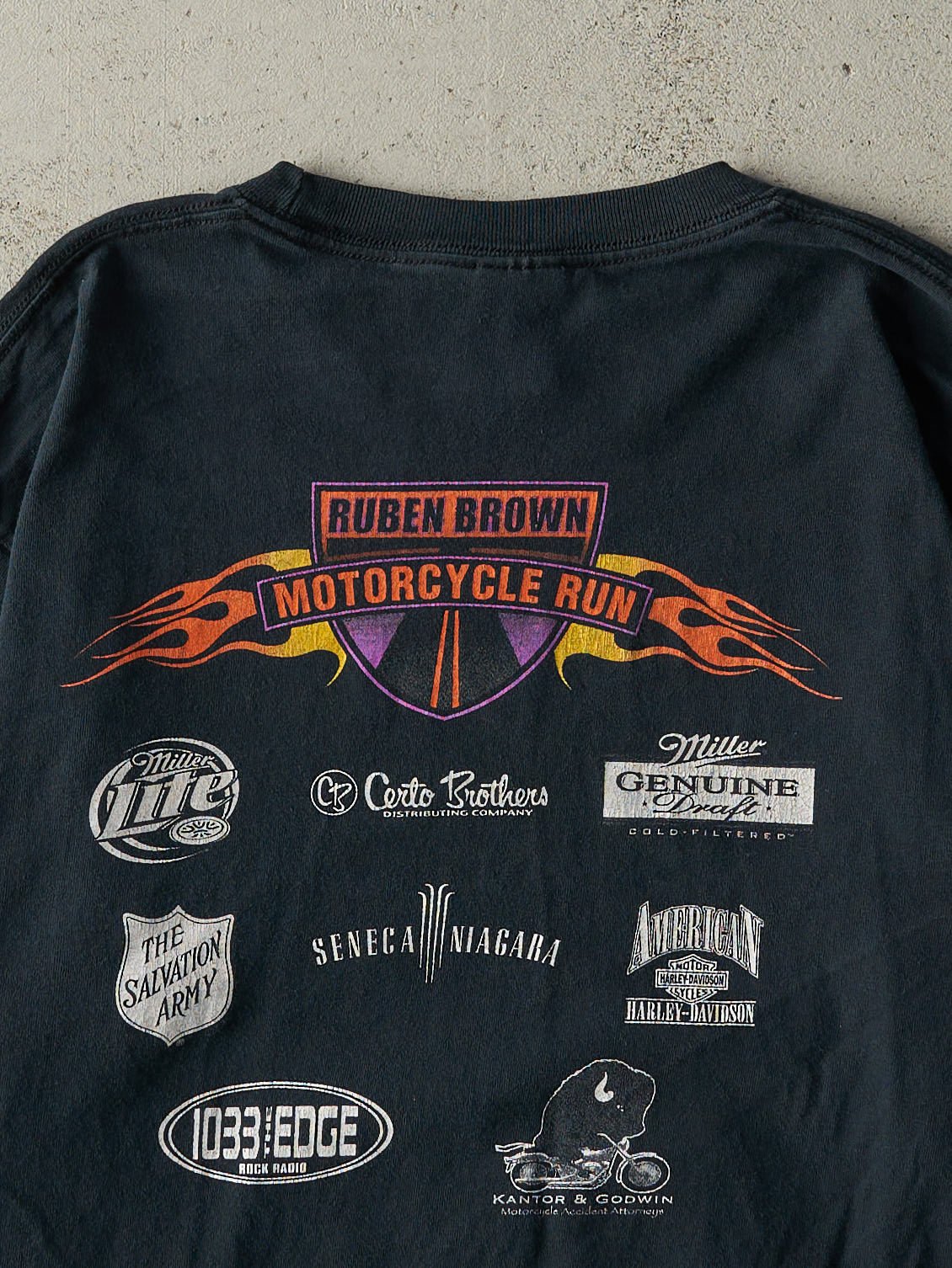 Vintage Y2K Black Ruben Brown Motorcycle Run Long Sleeve (M)