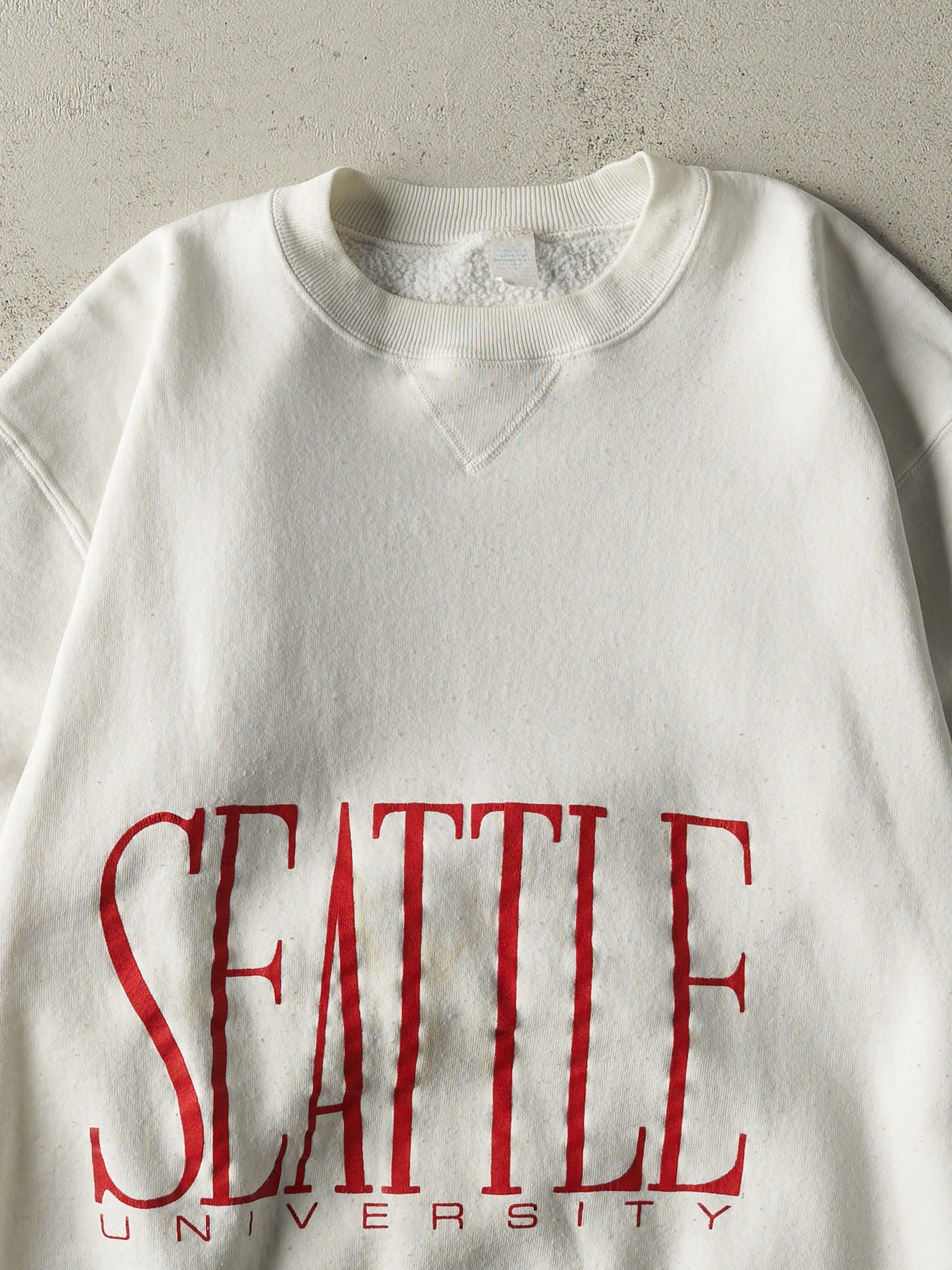 Vintage 80s White Russell Athletic Seattle University Crewneck (M)