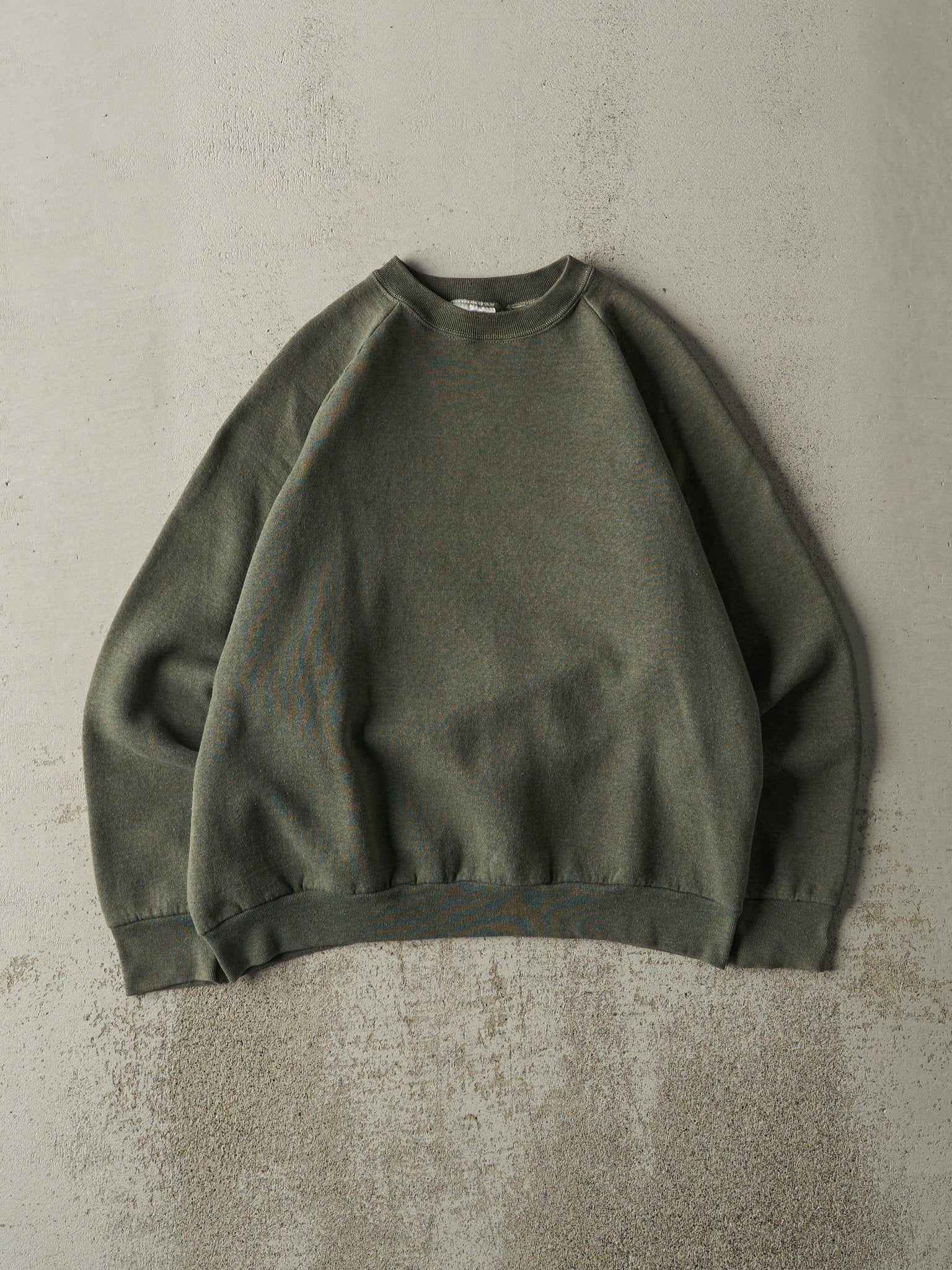 Vintage 90s Washed Green Blank Boxy Crewneck (M)