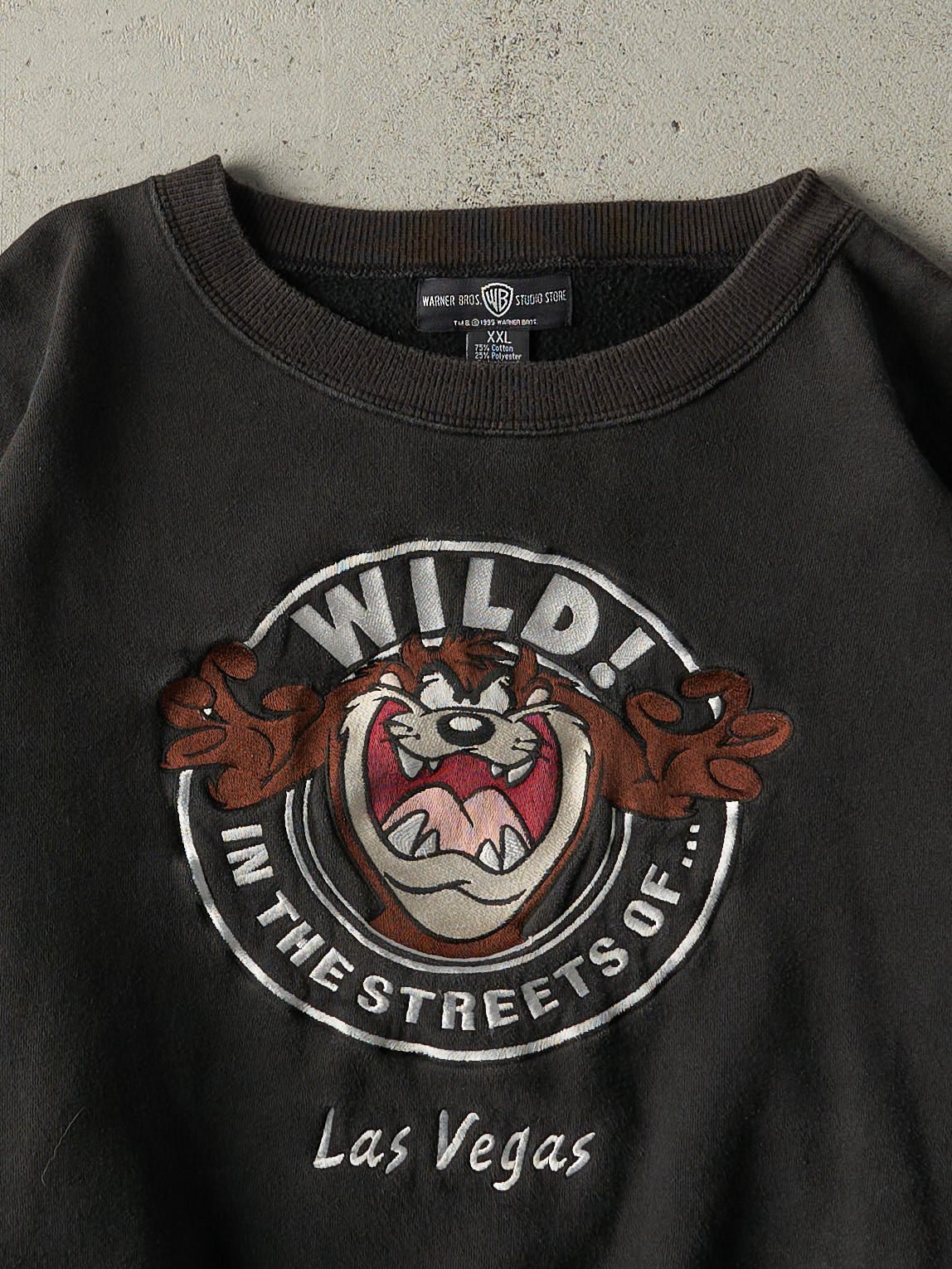 Vintage 95' Black Tasmanian Devil Las Vegas Boxy Crewneck (XXL)