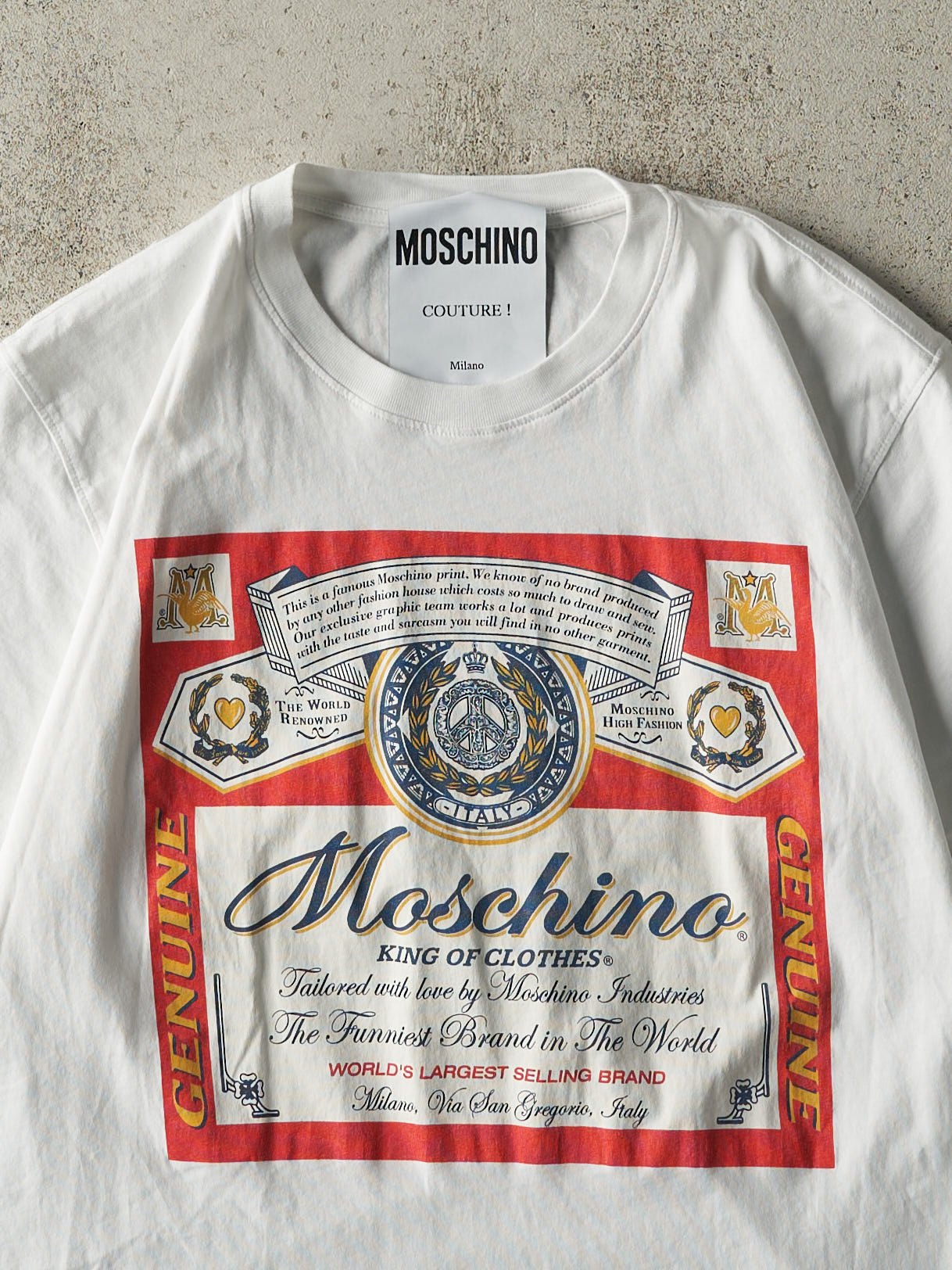 Vintage Y2K White Moschino Budweiser Tee (S)