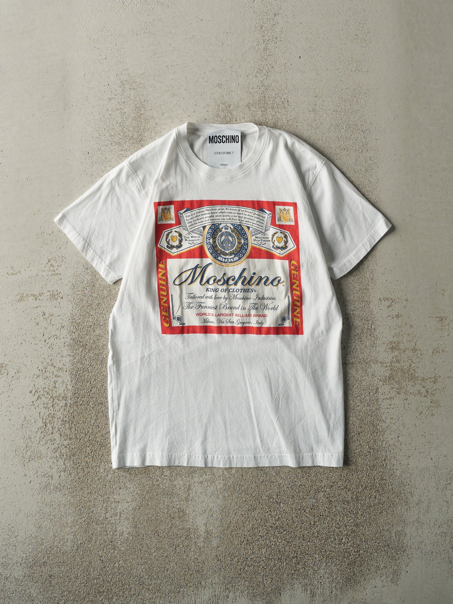 Vintage Y2K White Moschino Budweiser Tee (S)