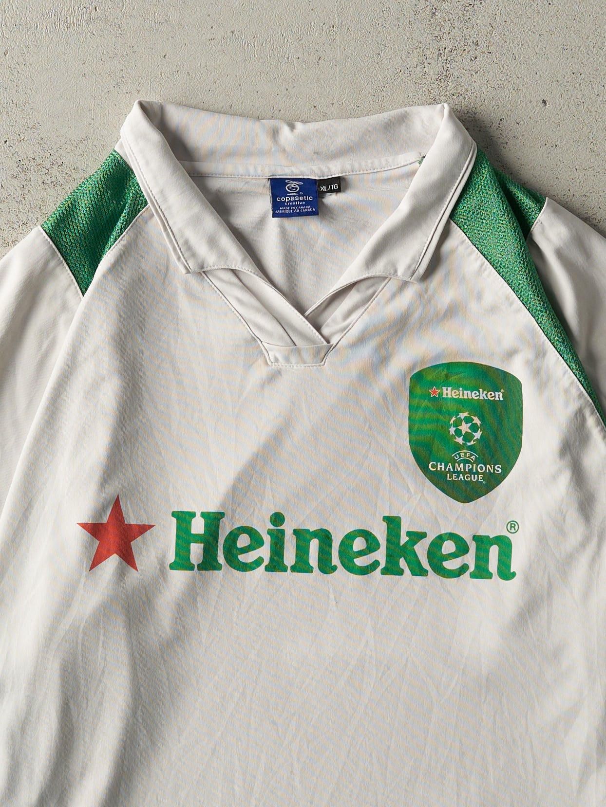 Vintage Y2K White & Green Heineken Soccer Jersey (L)
