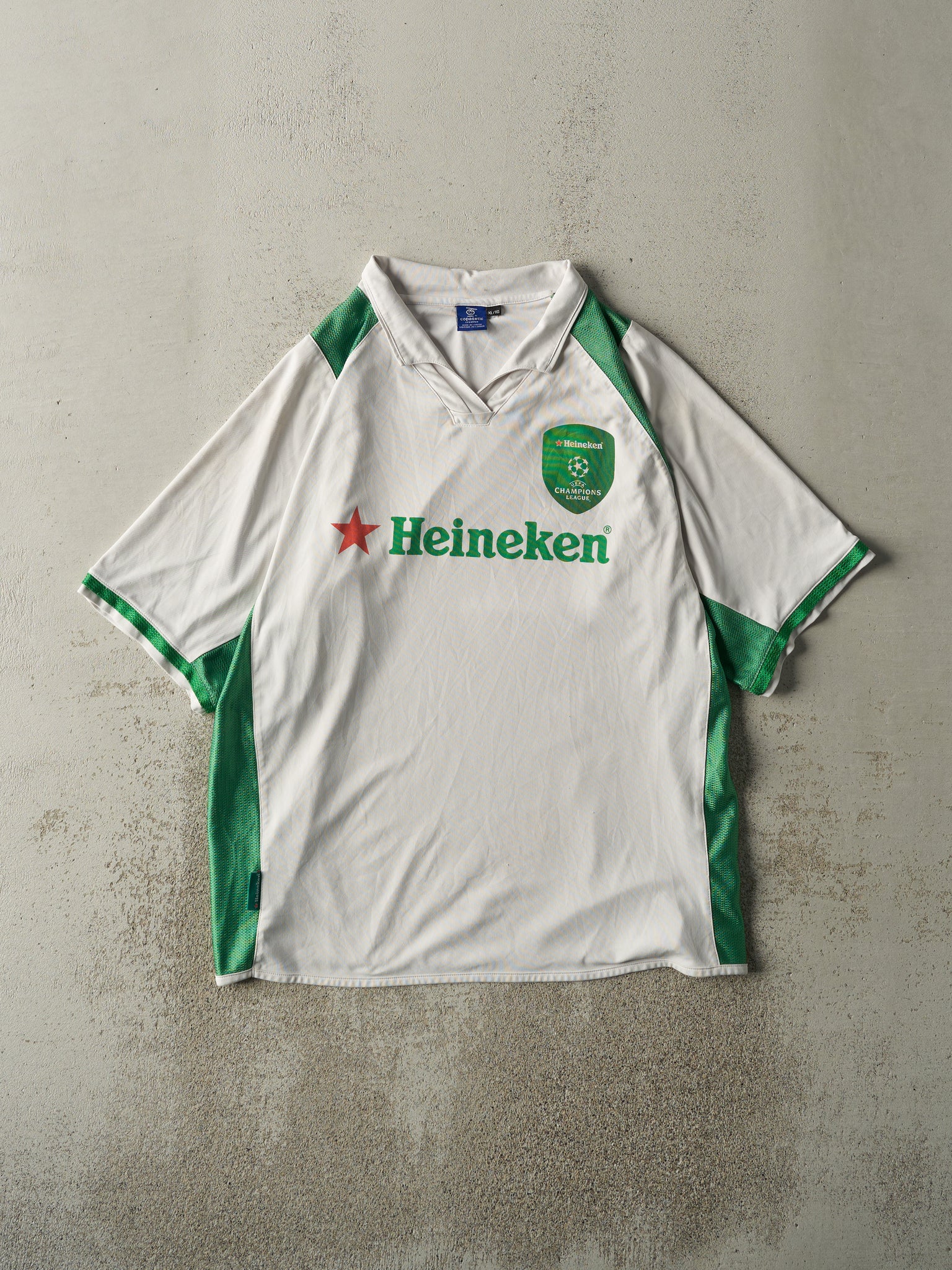 Vintage Y2K White & Green Heineken Soccer Jersey (L)