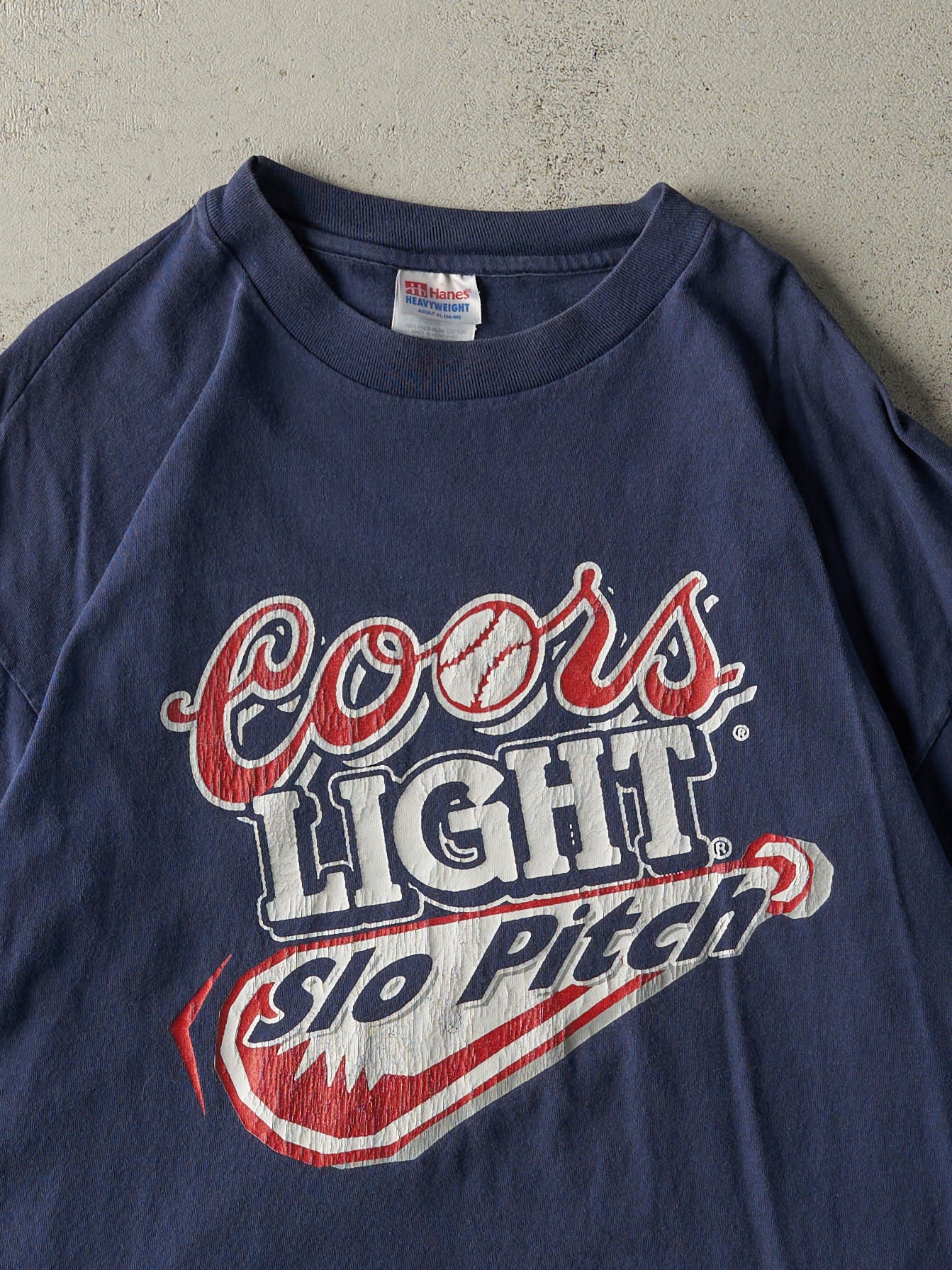 Vintage 90s Navy Blue Coors Light Slo Pitch Single Stitch Tee (L)
