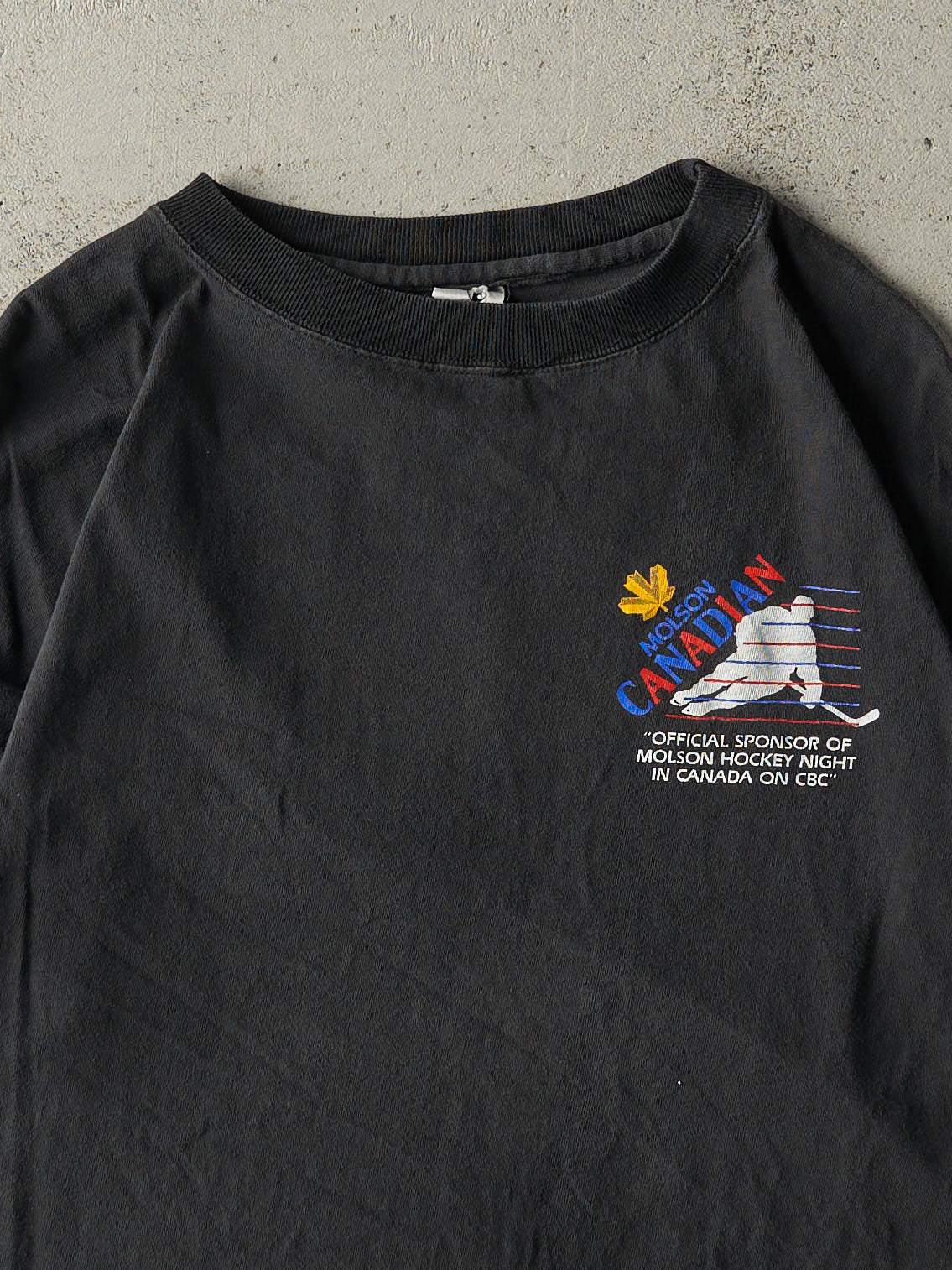 Vintage 90s Black Molson Canadian Hockey Night In Canada Tee (L)