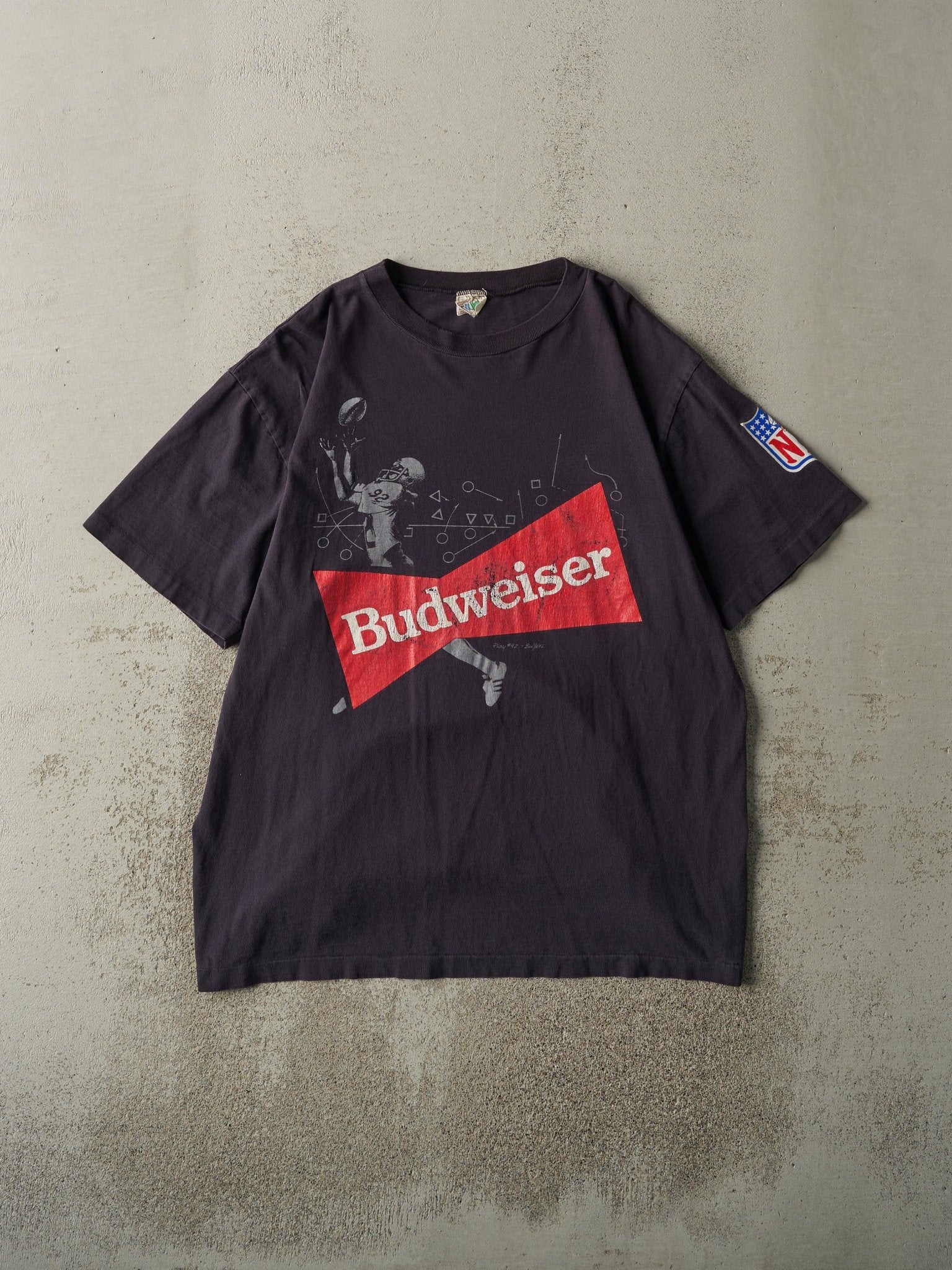 Vintage 90s Black Budweiser NFL Single Stitch Tee (L)