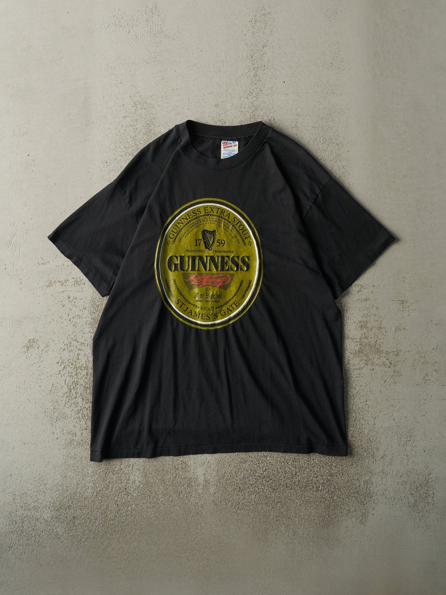 Vintage 90s Black Guinness Single Stitch Tee (L)