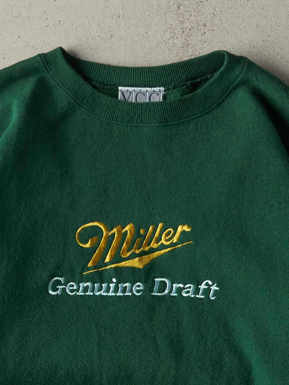 Vintage 90s Green Embroidered Miller Genuine Draft Crewneck (L/XL)