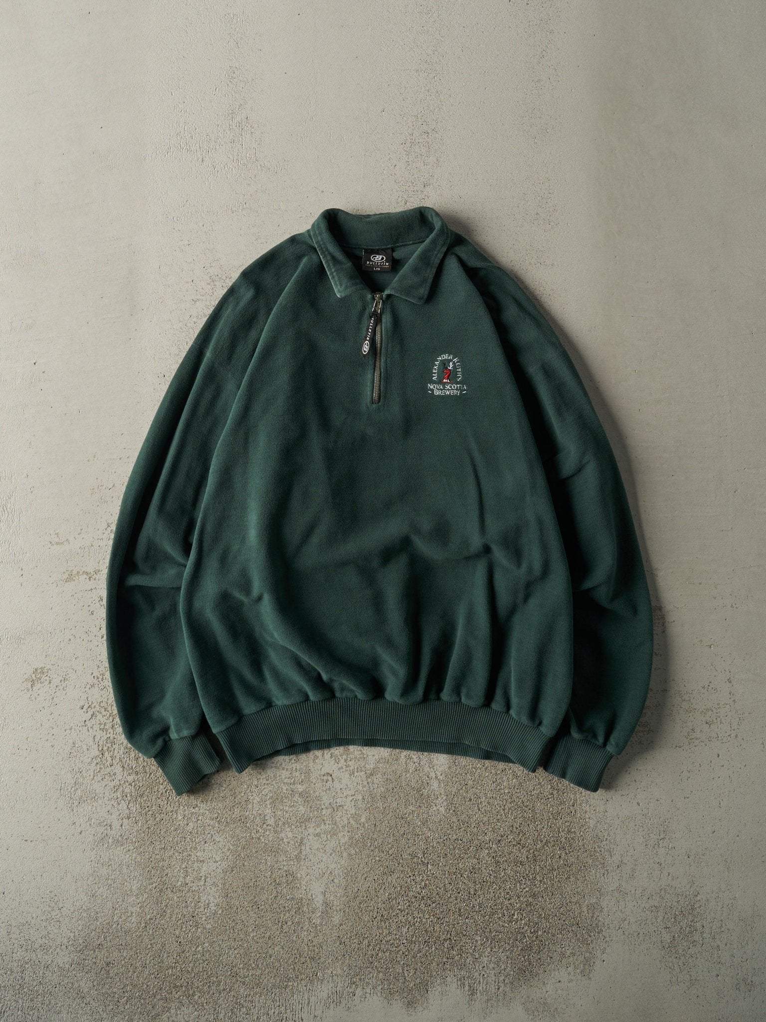 Vintage Y2K Green Alexander Keiths Inside Out Quarter Zip Sweater (L/XL)