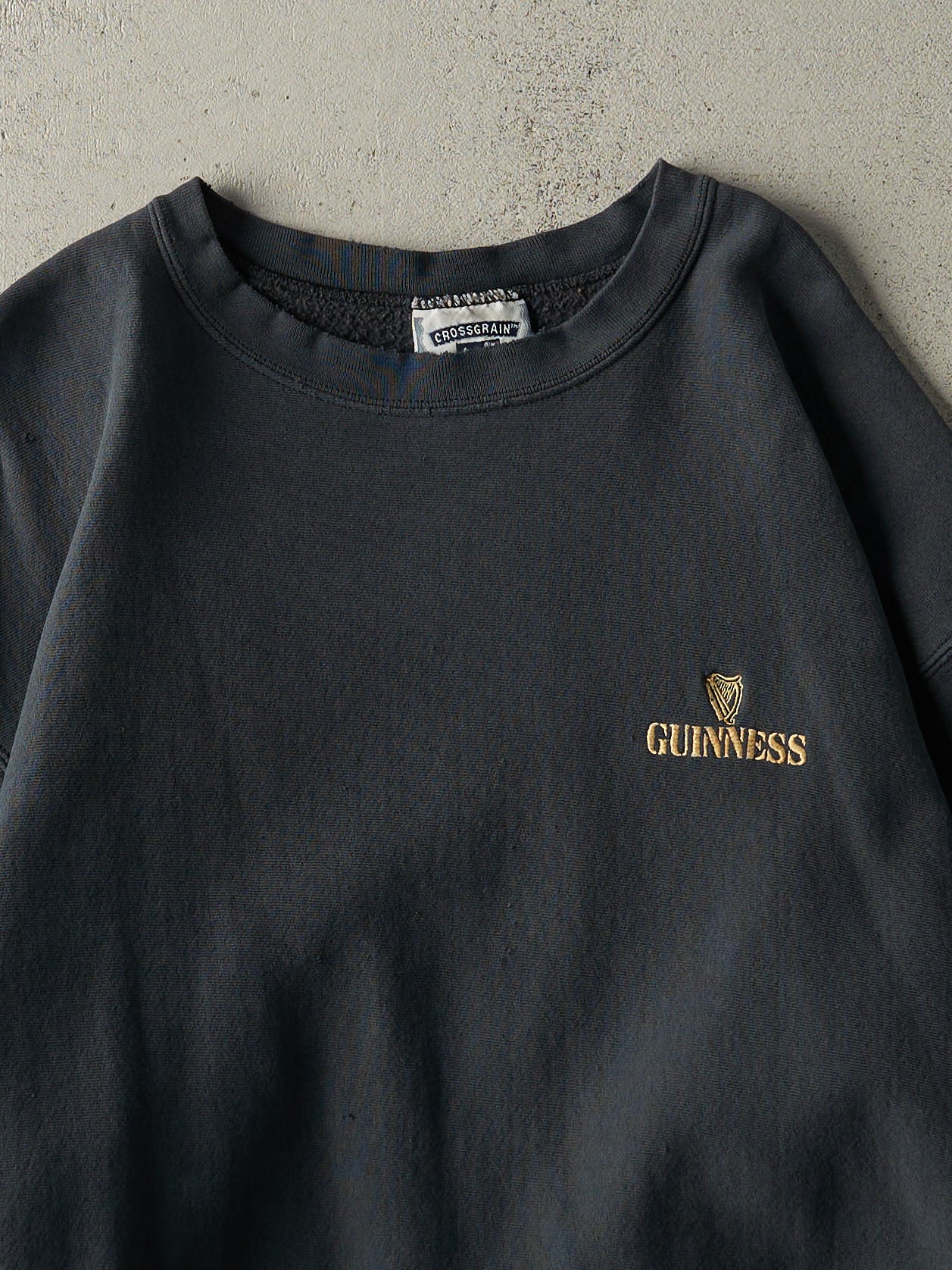 Vintage Y2K Faded Black Embroidered Guinness Crewneck (L/XL)