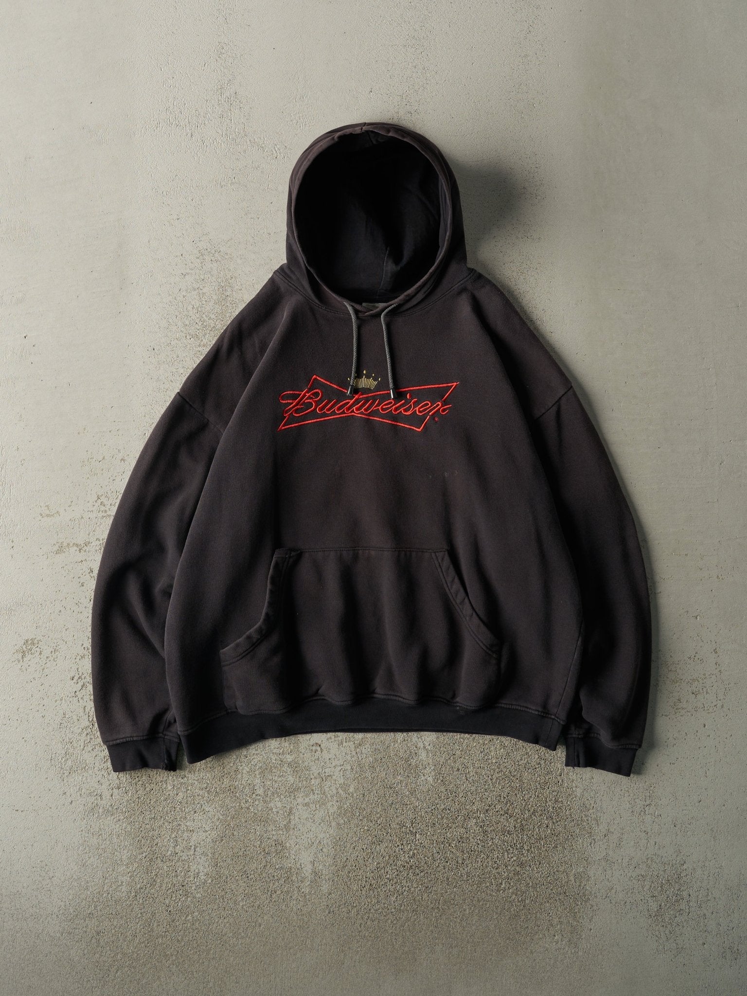 Vintage 90s Black Embroidered Budweiser Hoodie (XL)