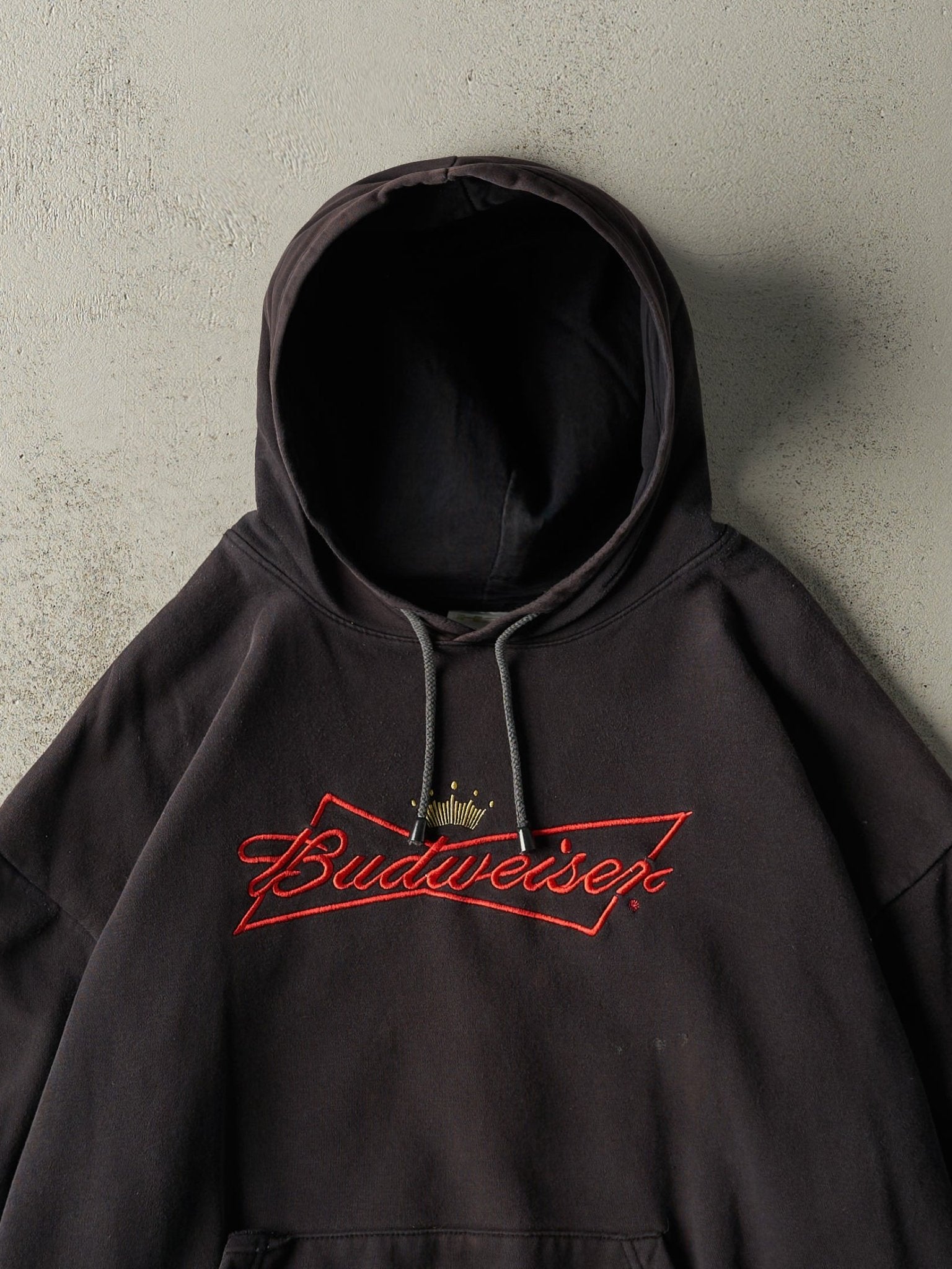 Vintage 90s Black Embroidered Budweiser Hoodie (XL)