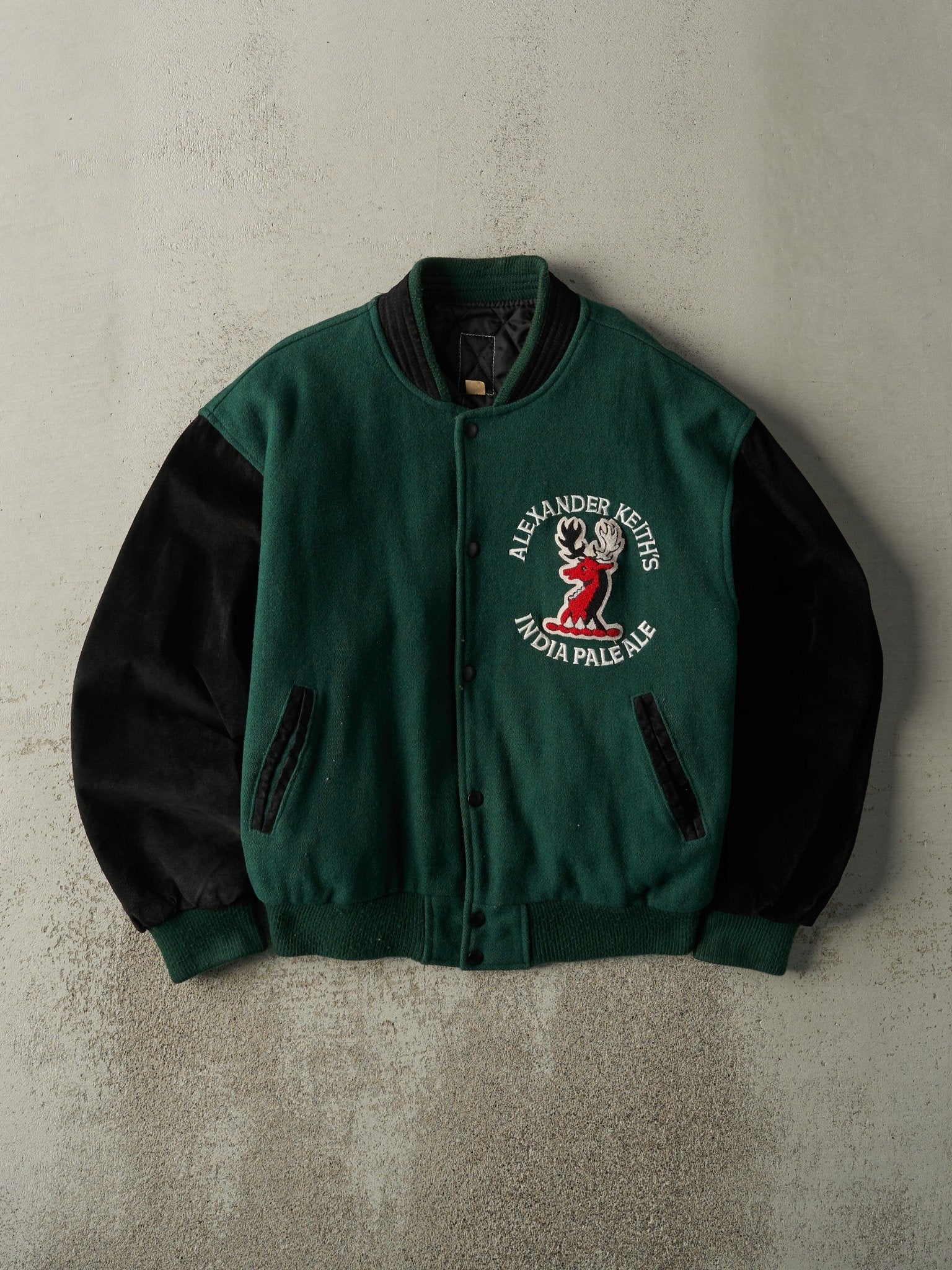 Vintage 90s Green & Black Alexander Keiths Varsity Jacket (L)