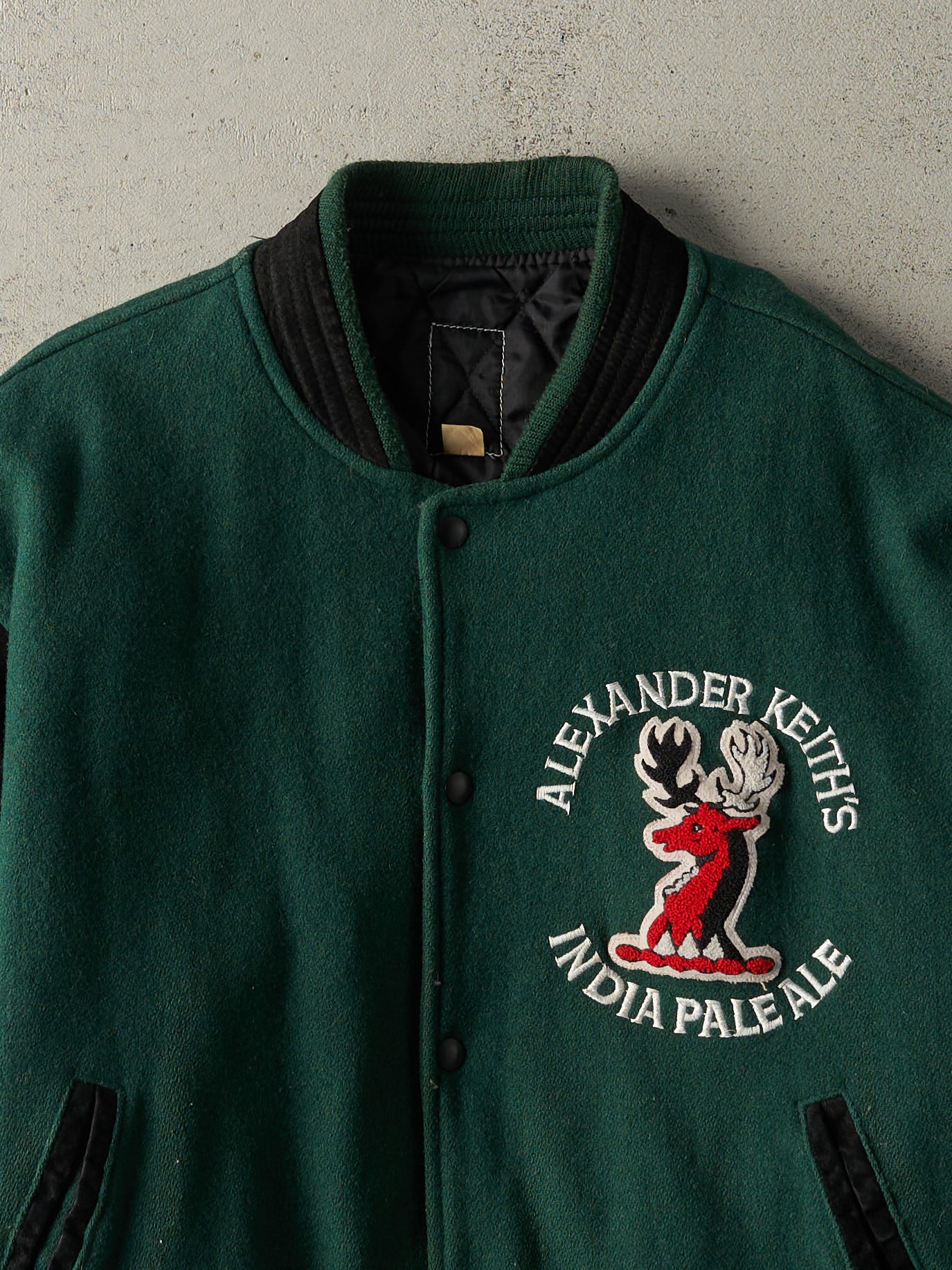 Vintage 90s Green & Black Alexander Keiths Varsity Jacket (L)