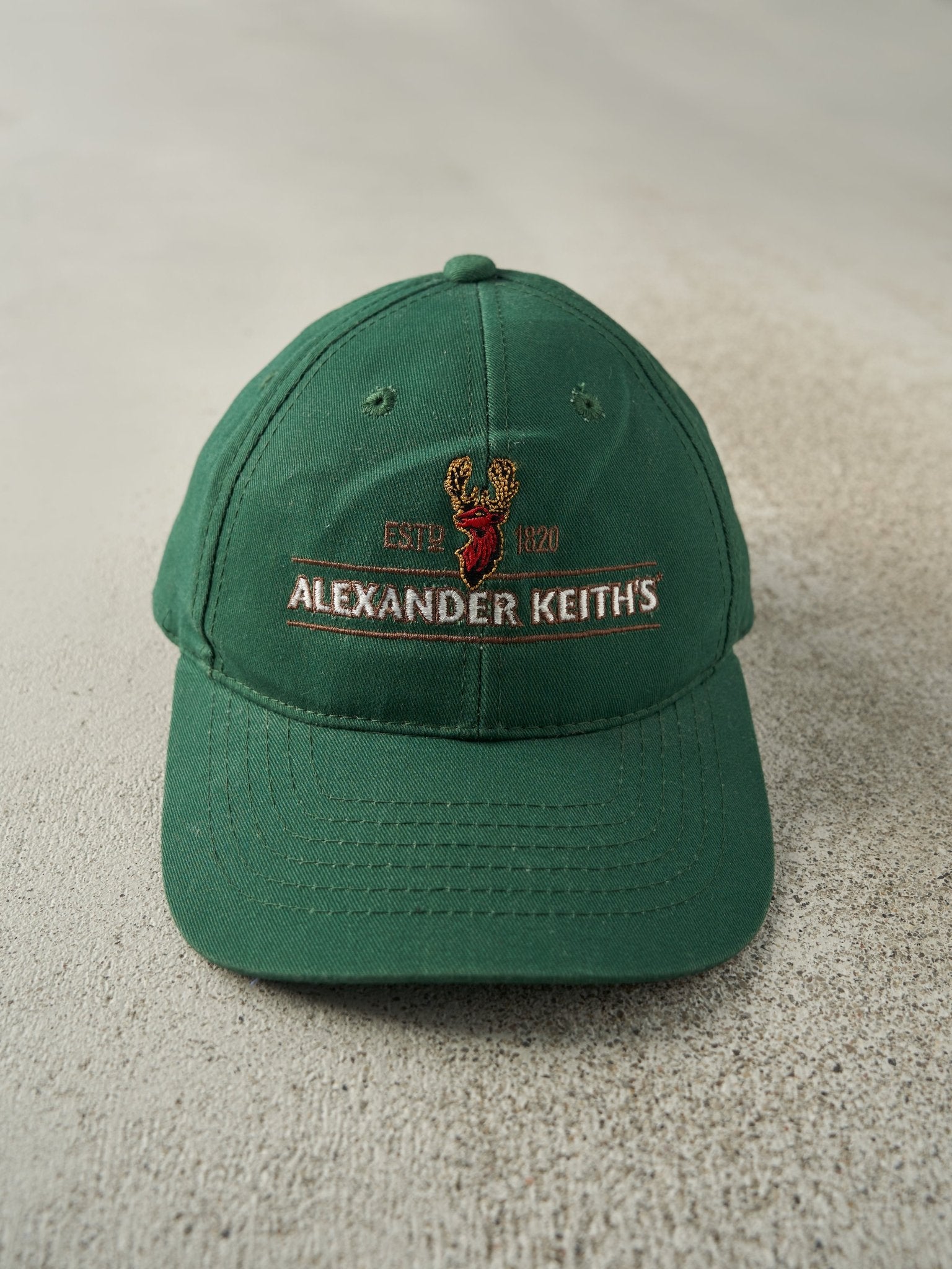 Vintage 90s Green Alexander Keiths Embroidered Velcro Hat