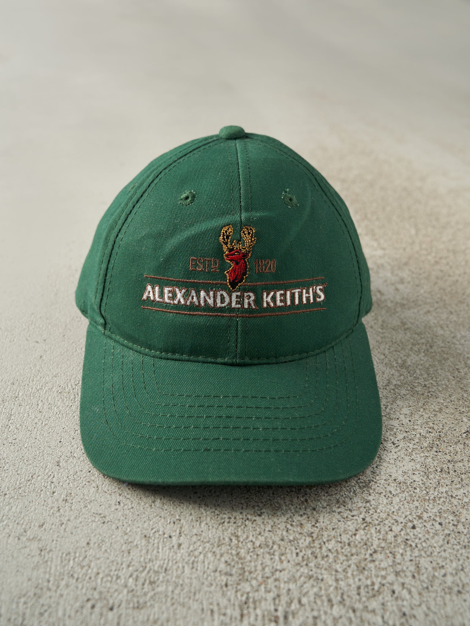 Vintage 90s Green Alexander Keiths Embroidered Velcro Back Hat