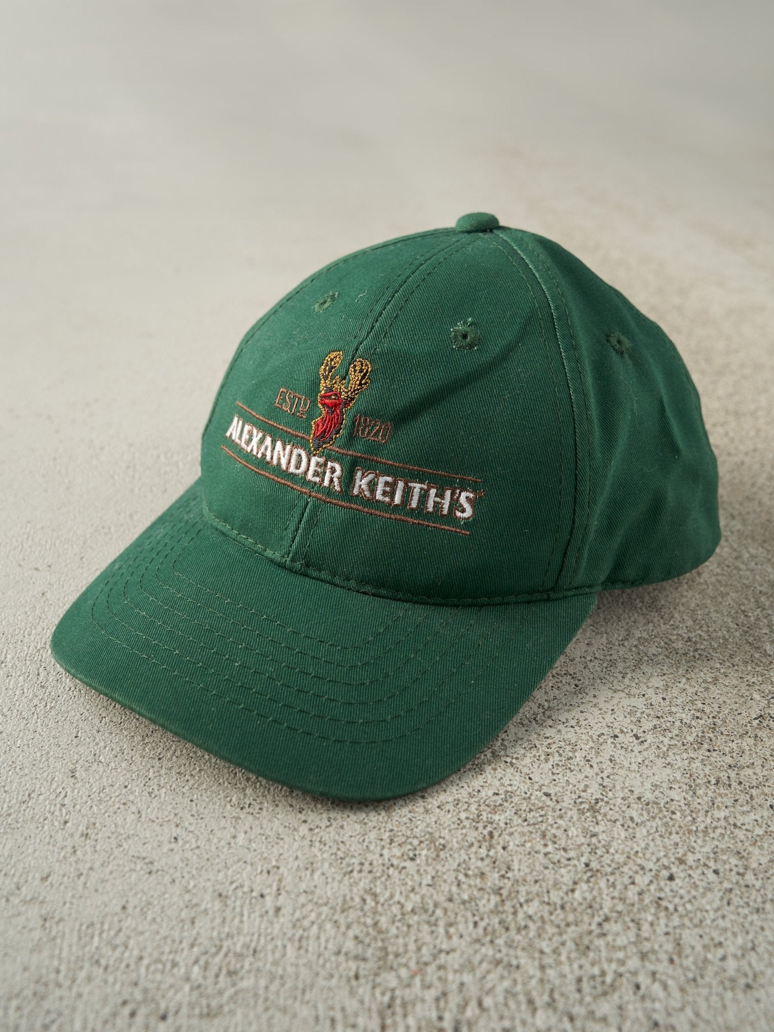Vintage 90s Green Alexander Keiths Embroidered Velcro Hat