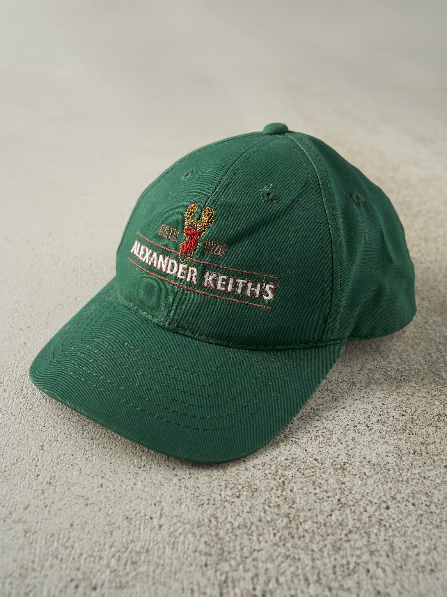 Vintage 90s Green Alexander Keiths Embroidered Velcro Back Hat